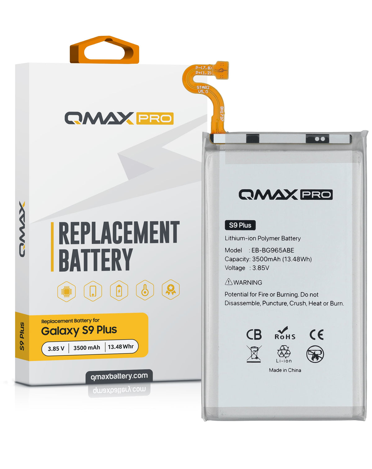 QMAX Pro Replacement Battery for Galaxy S9 Plus (3500 mAh) (EB-BG965ABE) (Only Ground Shipping)