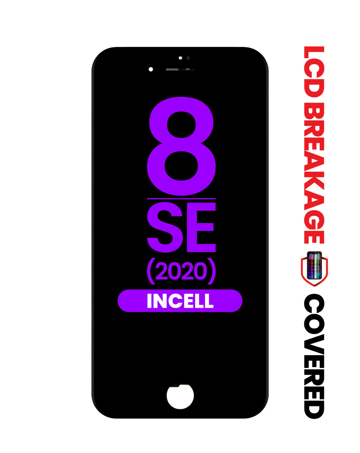 LCD Assembly with Steel Plate for iPhone 8 / SE (2020) (BLACK) (Aftermarket Incell / QV7) (Exclusive LCD Breakage)