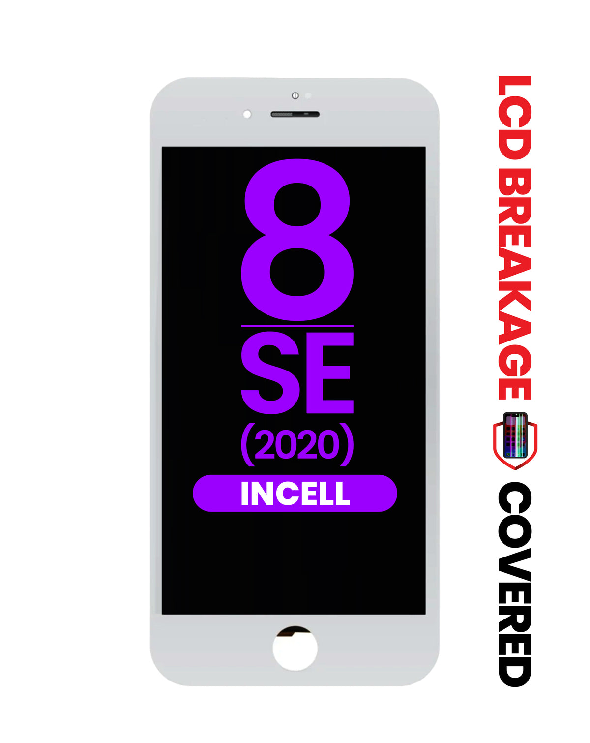 LCD Assembly with Steel Plate for iPhone 8 / SE (2020) (WHITE) (Aftermarket Incell / QV7) (Exclusive LCD Breakage)