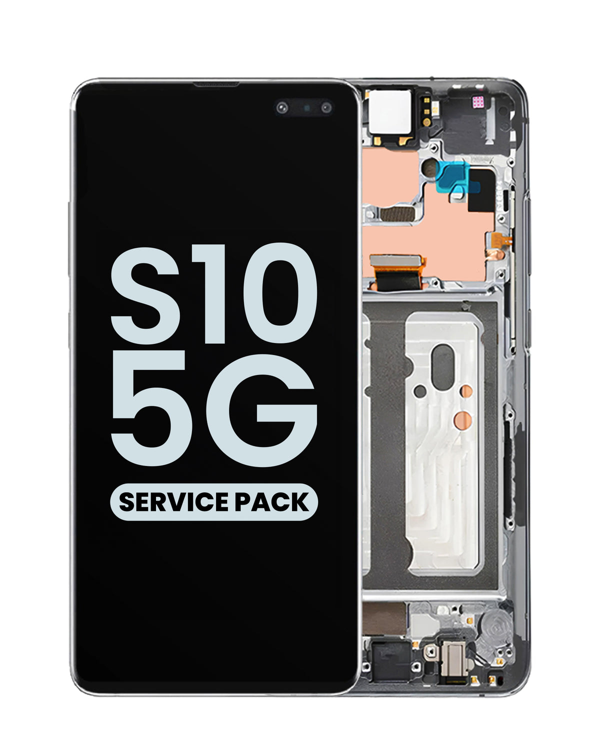OLED Assembly with Frame for Galaxy S10 5G (G977) (MAJESTIC PRISM BLACK) (Service Pack)
