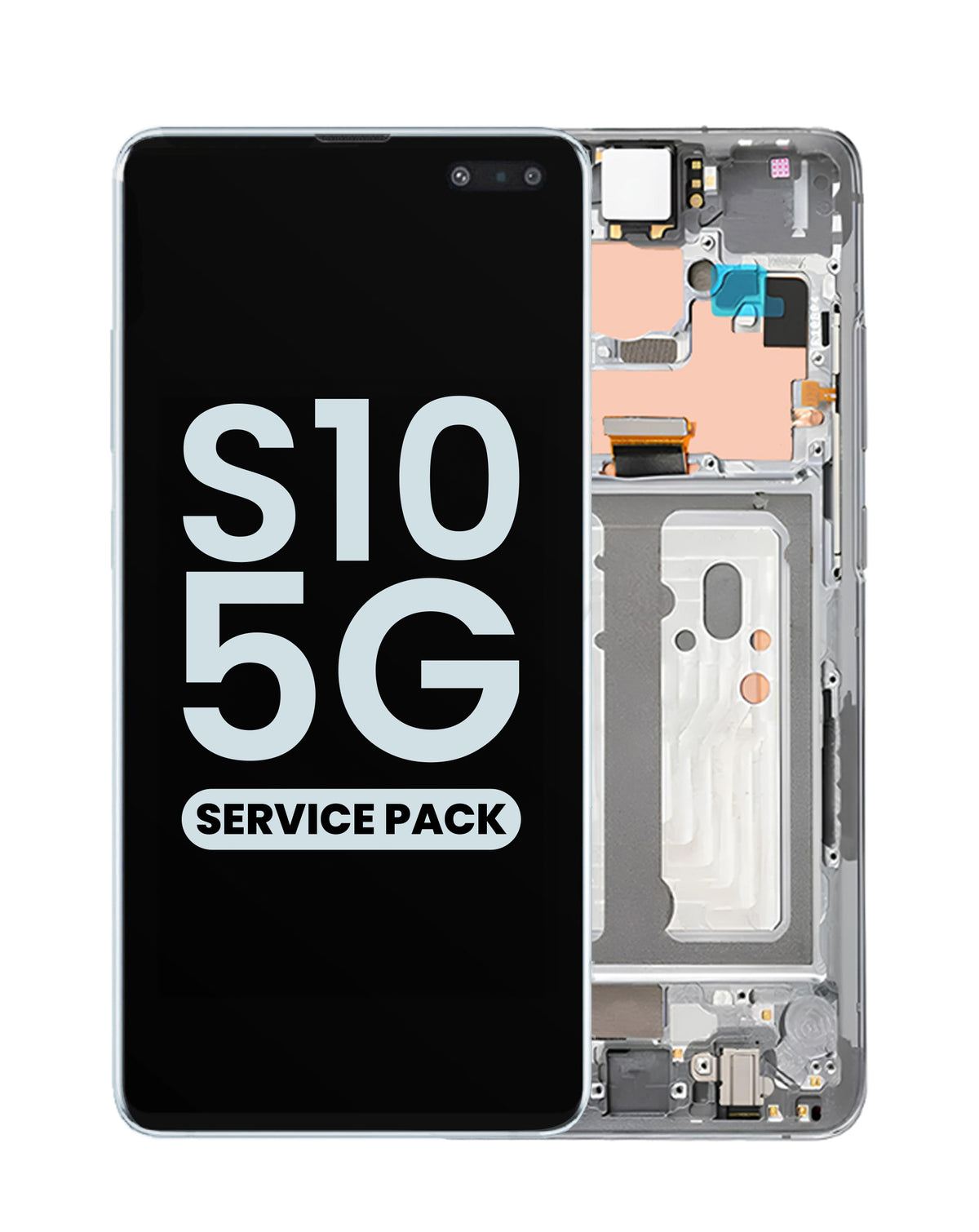 OLED Assembly with Frame for Galaxy S10 5G (G977) (CROWN SILVER) (Service Pack)