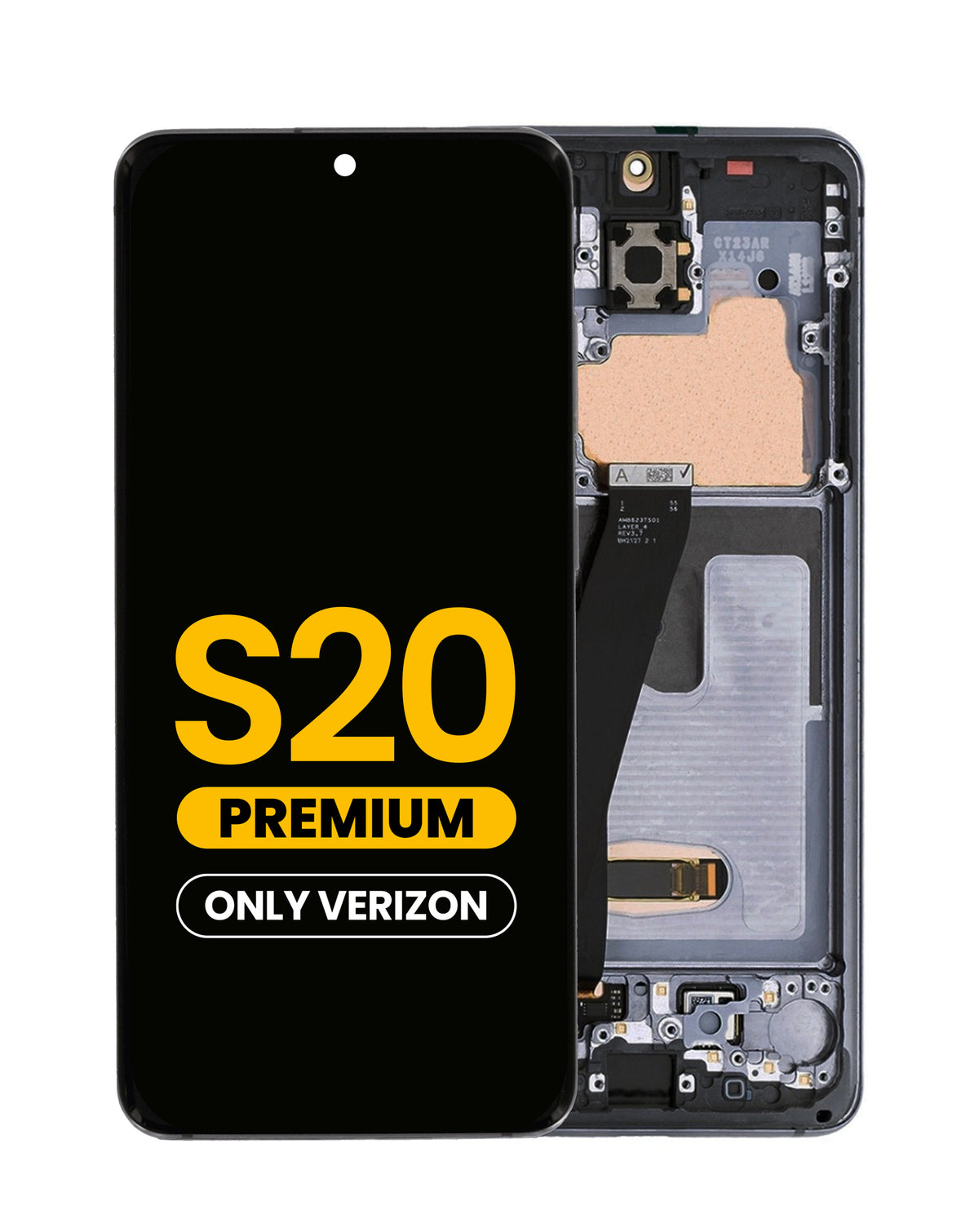 OLED Assembly with Frame for Galaxy S20 (G980 / G981) (Verizon UW) (Cosmic Black) (Premium)
