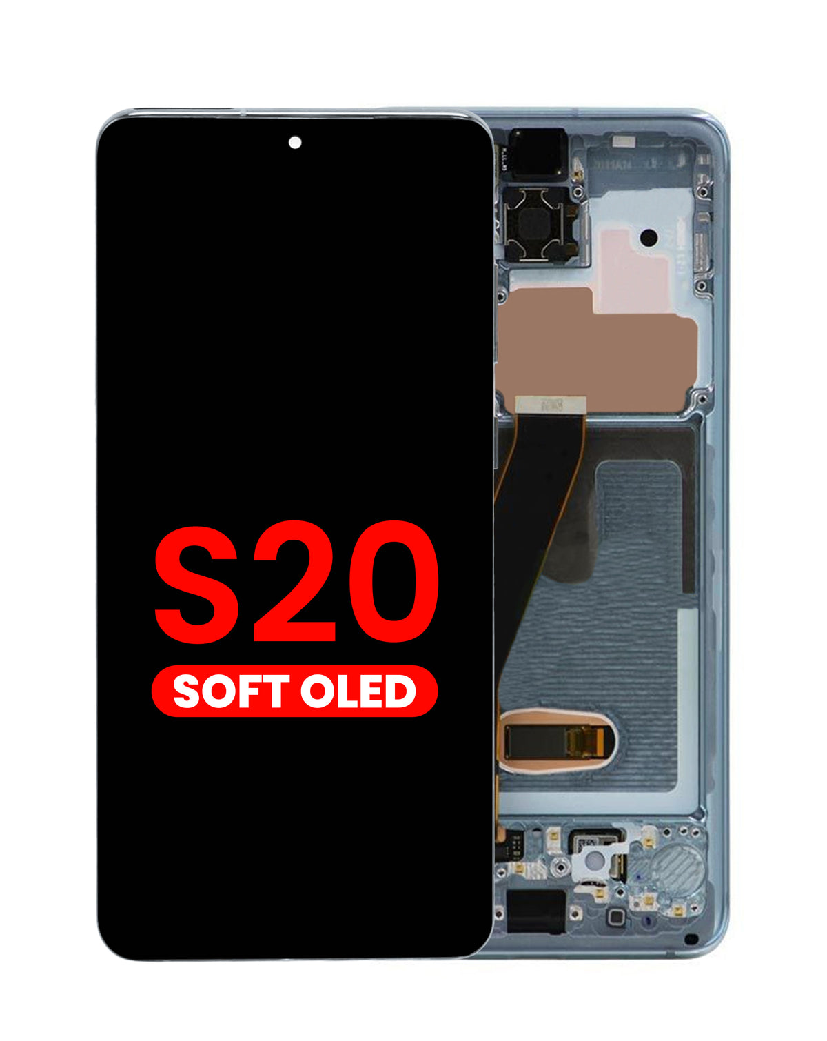 OLED Assembly with Frame for Galaxy S20 (G980 / G981) (Not Compatible with Verizon) (Cloud Blue) (Aftermarket Plus Soft)