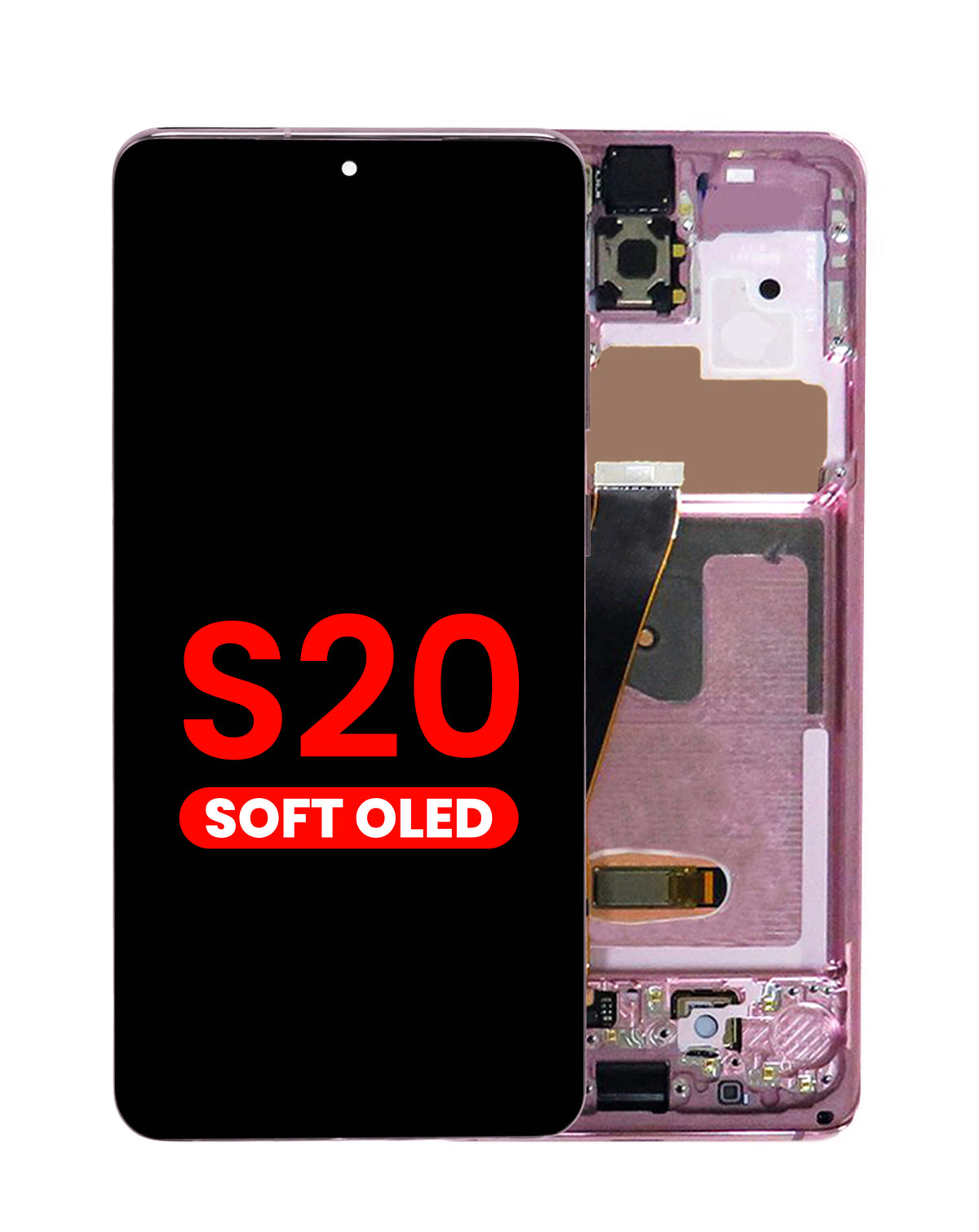 OLED Assembly with Frame for Galaxy S20 (G980 / G981) (Not Compatible with Verizon) (Cloud Pink) (Aftermarket Plus Soft)