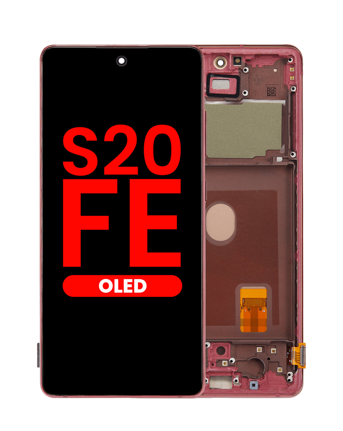 OLED Assembly with Frame for Galaxy S20 FE (G780) (Cloud Red) (Aftermarket Plus Soft)