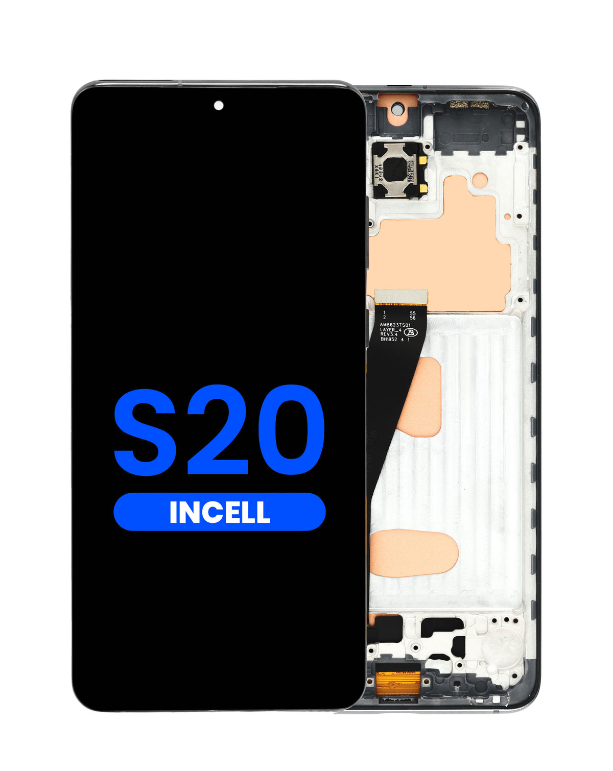LCD Assembly with Frame for Galaxy S20 (G980 / G981) (Verizon UW) (Black) (Without Fingerprint) (Aftermarket Incell)