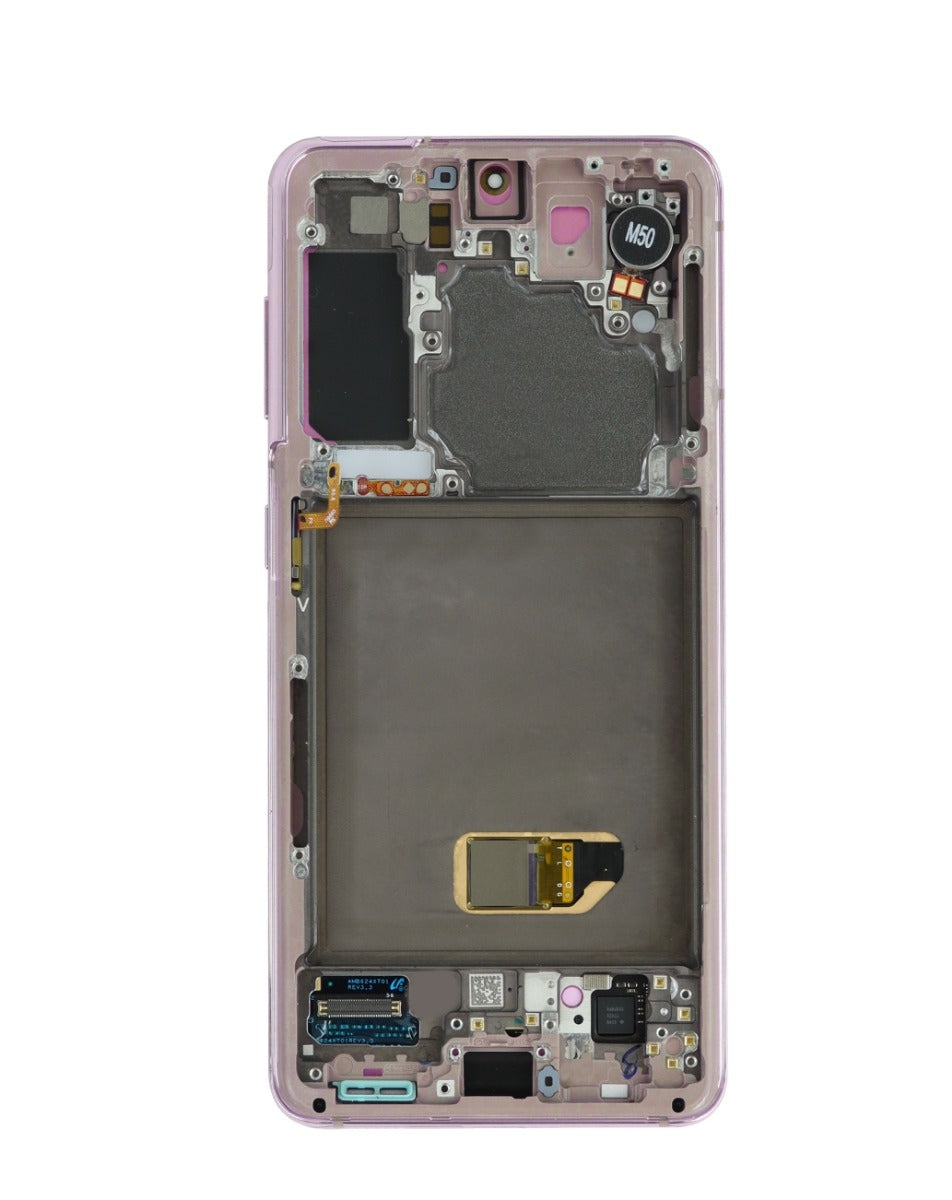 OLED Assembly with Frame for Galaxy S21 (G991) (Phantom Pink) (Aftermarket Plus Soft)