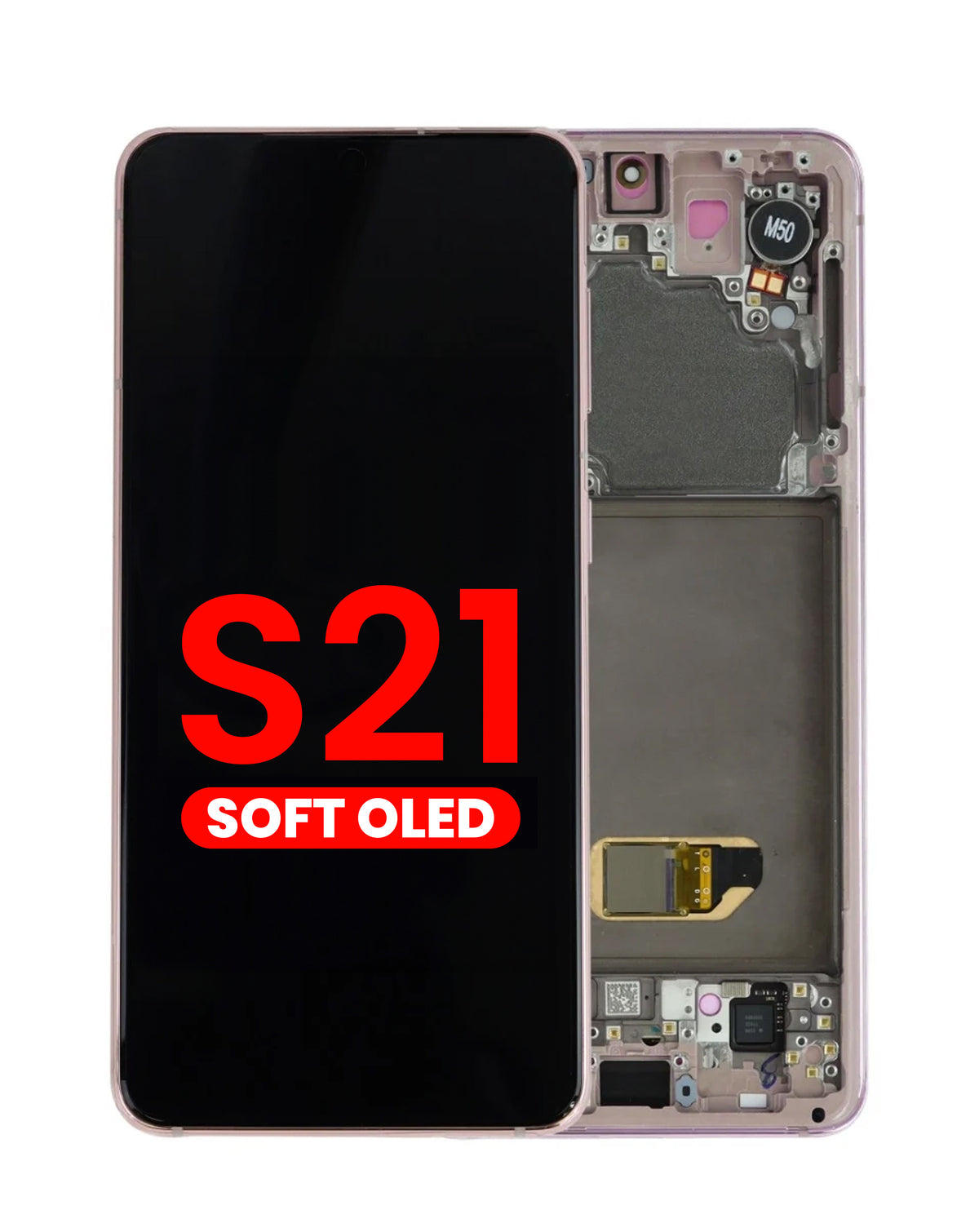OLED Assembly with Frame for Galaxy S21 (G991) (Phantom Pink) (Aftermarket Plus Soft)
