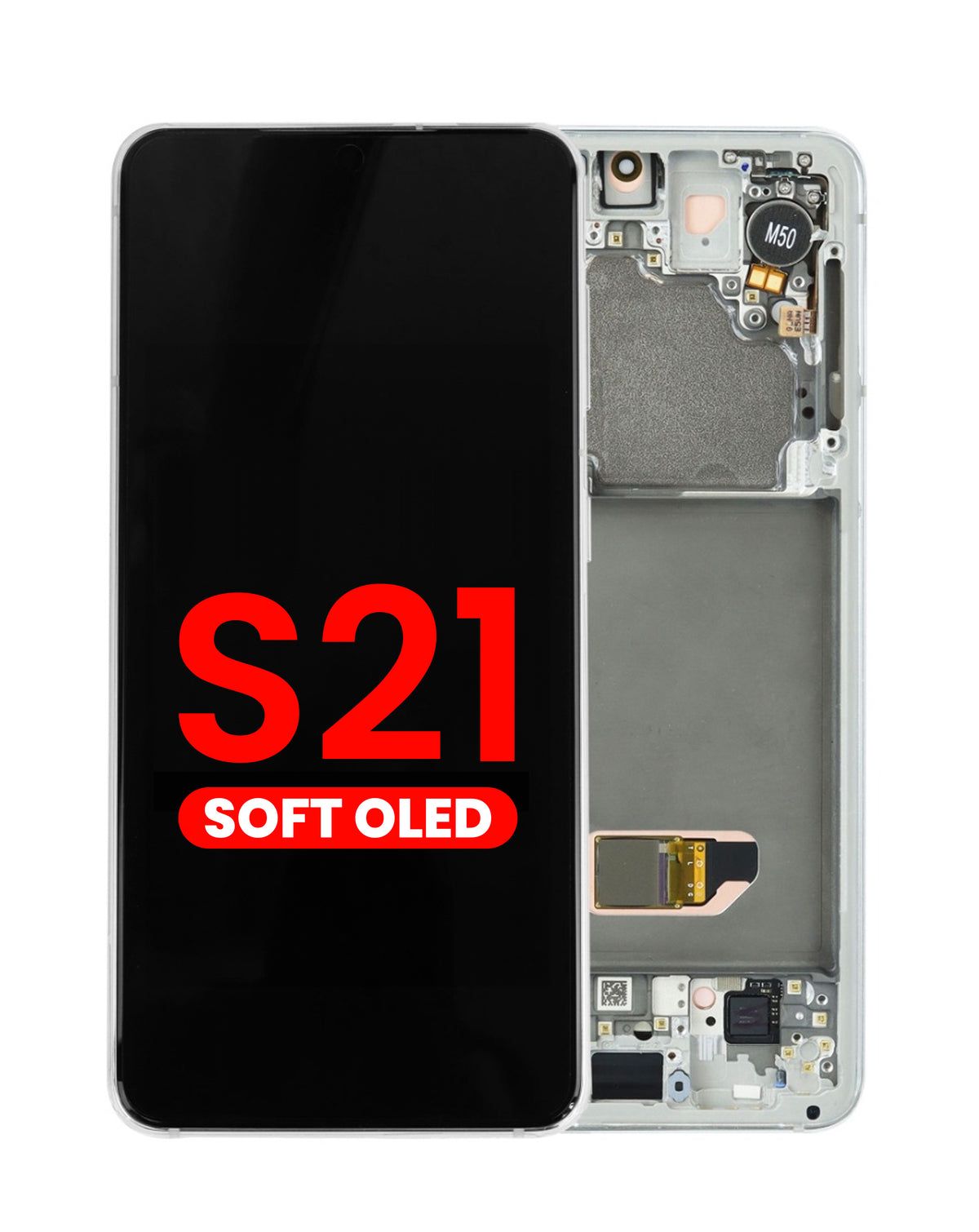 OLED Assembly with Frame for Galaxy S21 (G991) (Phantom White) (Aftermarket Plus Soft)