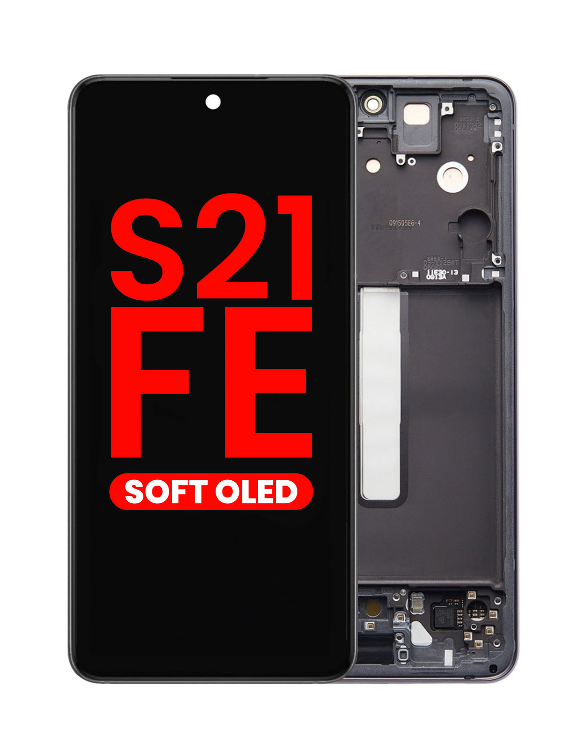 OLED Assembly with Frame for Galaxy S21 FE (G990) (Graphite) (Aftermarket Plus Soft)