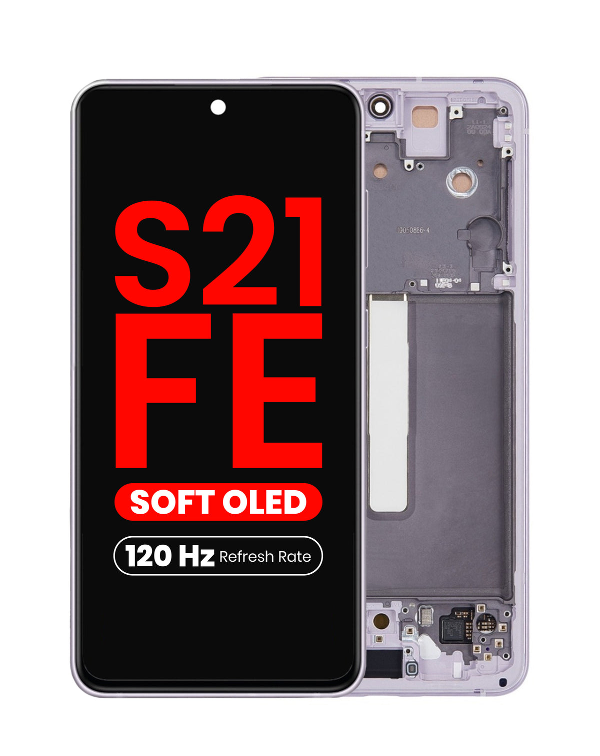 OLED Assembly with Frame for Galaxy S21 FE (G990) (Lavender) (Aftermarket Plus Soft / 120Hz)