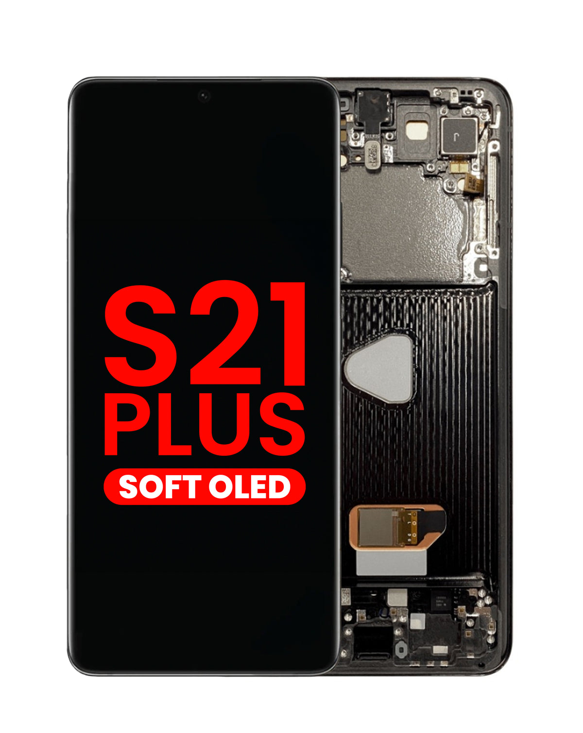 OLED Assembly with Frame for Galaxy S21 Plus (G996) (Phantom Black) (Aftermarket Plus Soft)