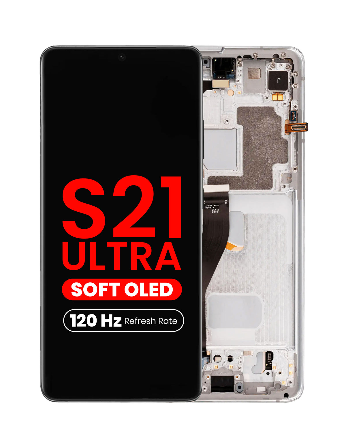 OLED Assembly with Frame for Galaxy S21 Ultra (G998) (Phantom Silver) (Aftermarket Plus Soft / 120Hz)