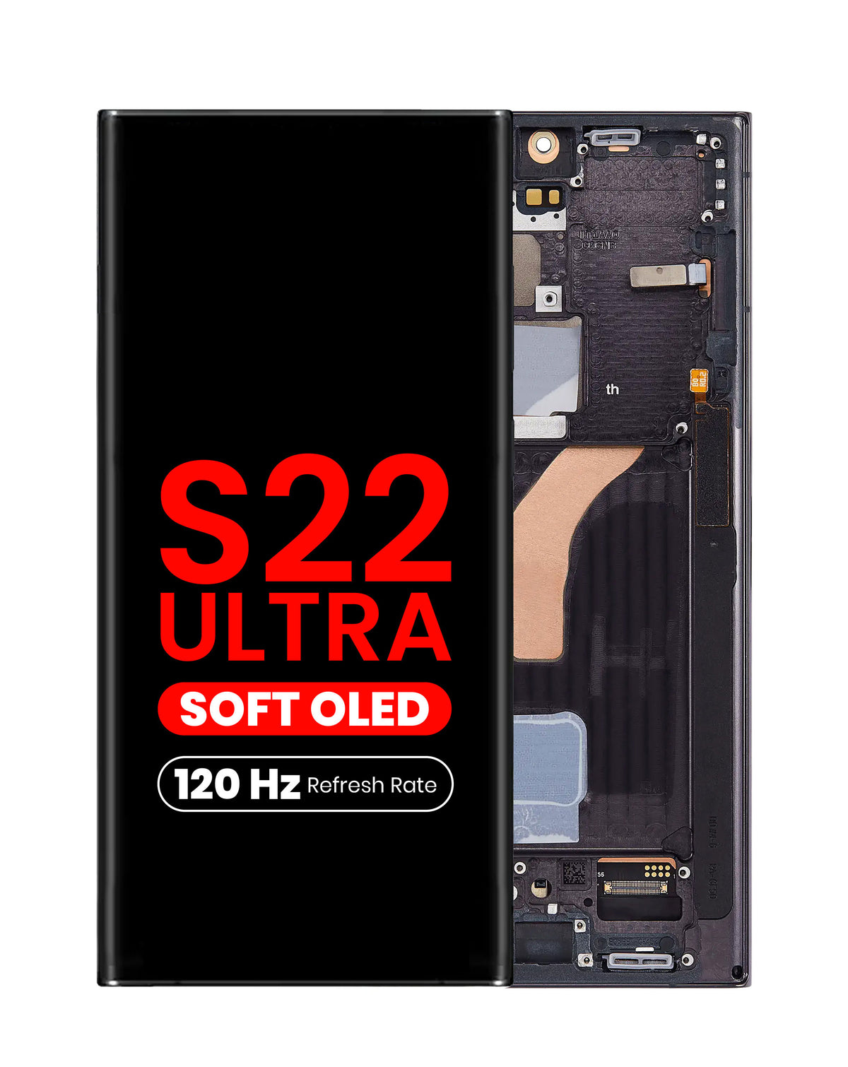 OLED Assembly with Frame for Galaxy S22 Ultra (S908) (Phantom Black) (Aftermarket Pro Soft / 120Hz)