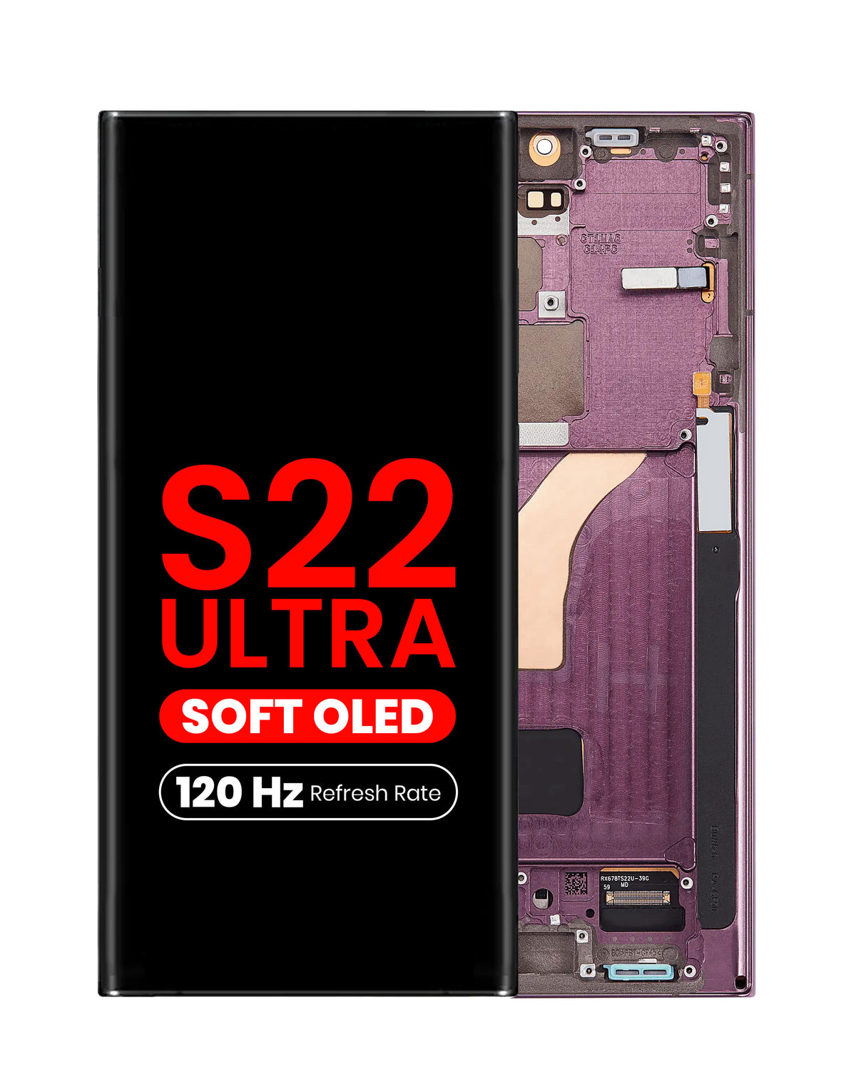 OLED Assembly with Frame for Galaxy S22 Ultra (S908) (Burgundy) (Aftermarket Pro Soft / 120Hz)