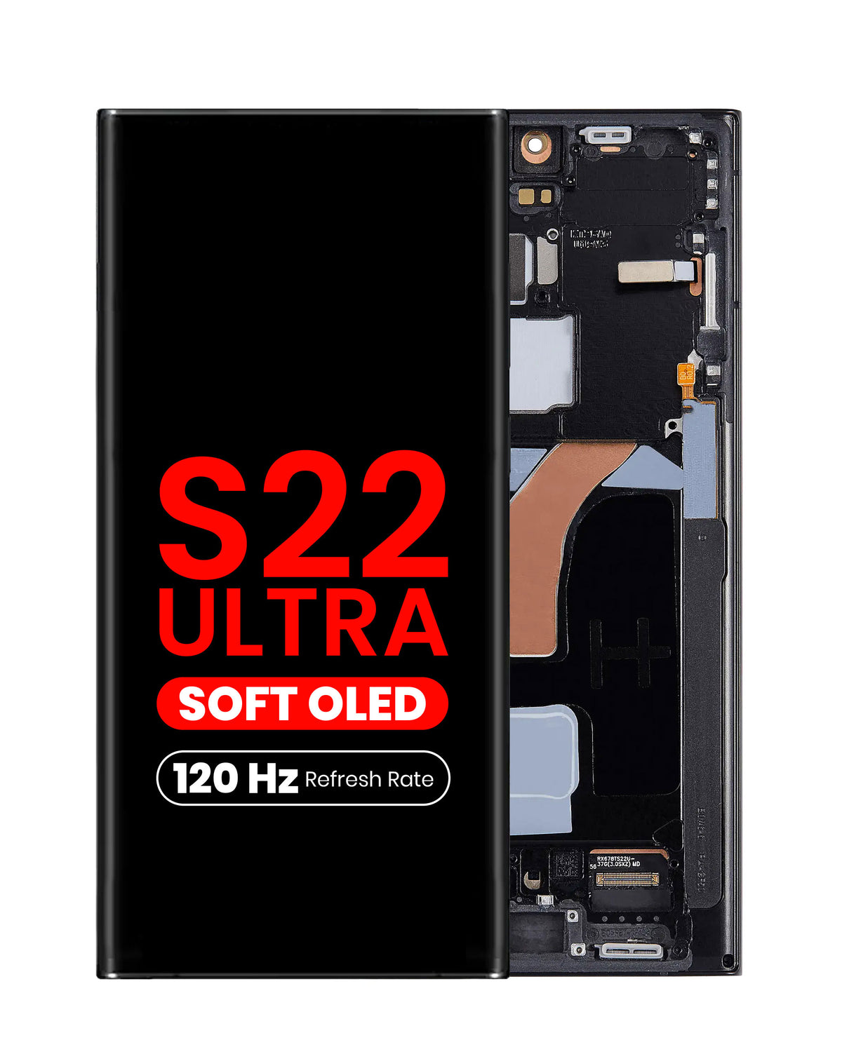 OLED Assembly with Frame for Galaxy S22 Ultra (S908) (Graphite) (Aftermarket Pro Soft / 120Hz)