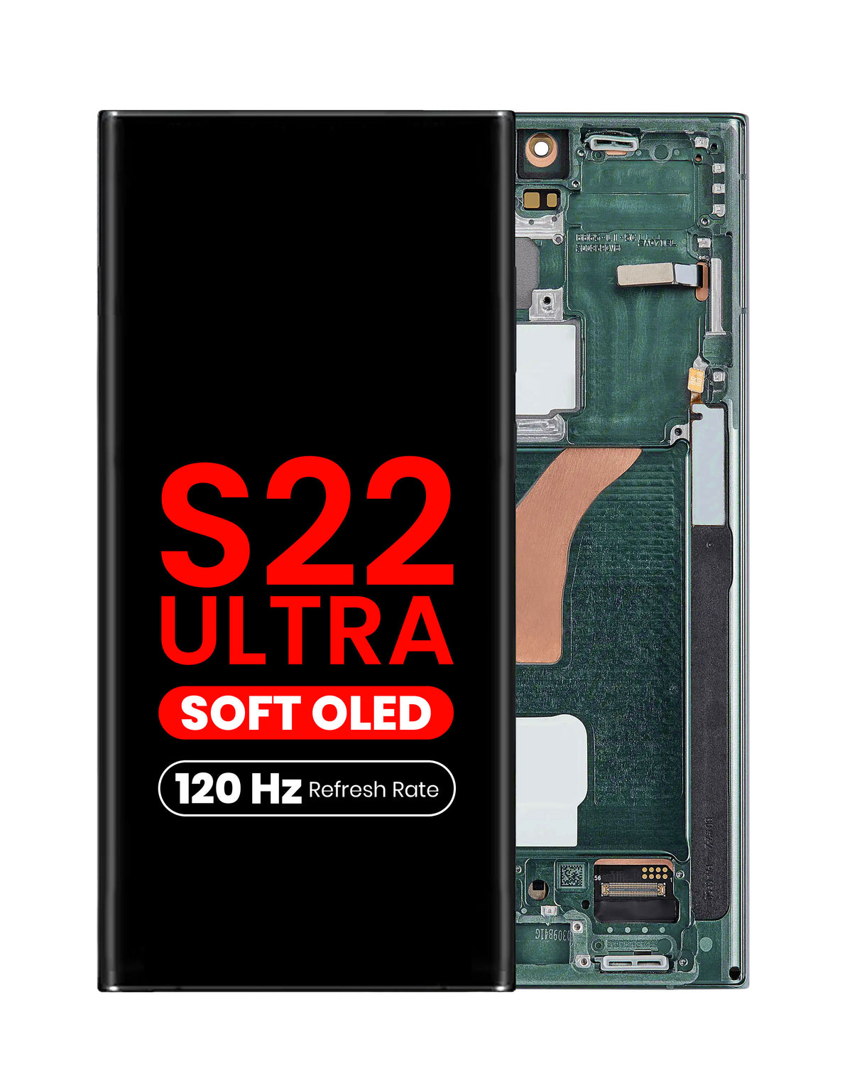 OLED Assembly with Frame for Galaxy S22 Ultra (S908) (Green) (Aftermarket Pro Soft / 120Hz)