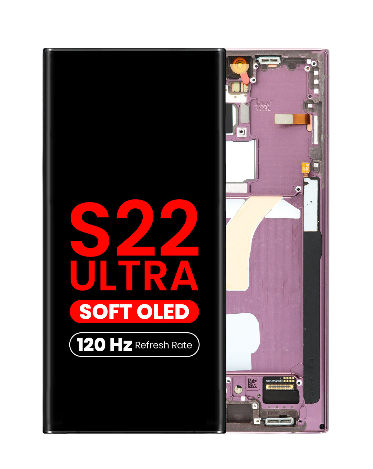 OLED Assembly with Frame for Galaxy S22 Ultra (S908) (Burgundy) (Aftermarket Plus Soft / 120Hz)