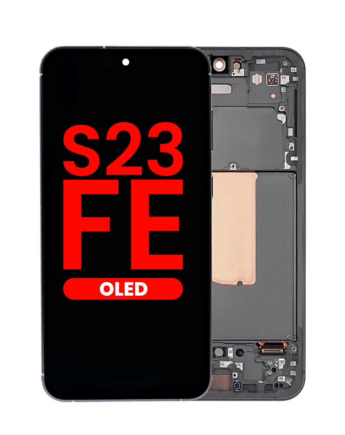 OLED Assembly with Frame for Galaxy S23 FE (S711) (Graphite) (Aftermarket Plus Soft)