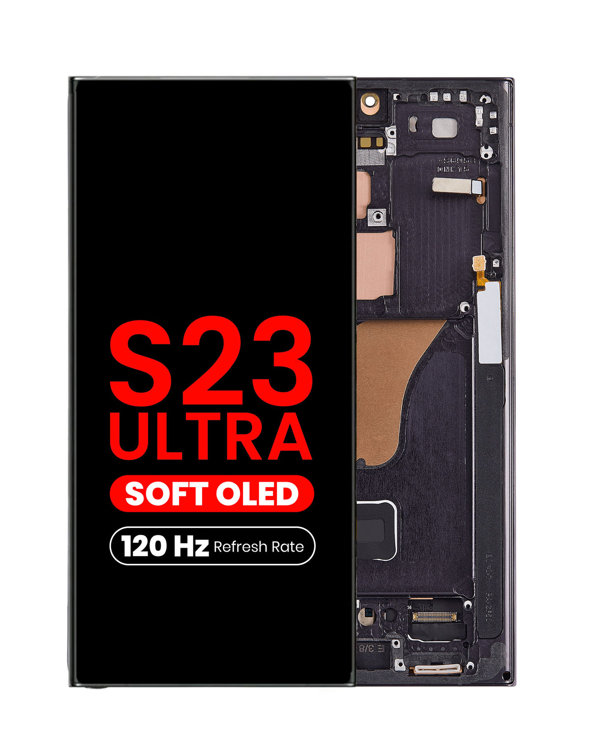 OLED Assembly with Frame for Galaxy S23 Ultra (S918) (Phantom Black) (Aftermarket Pro Soft / 120Hz)