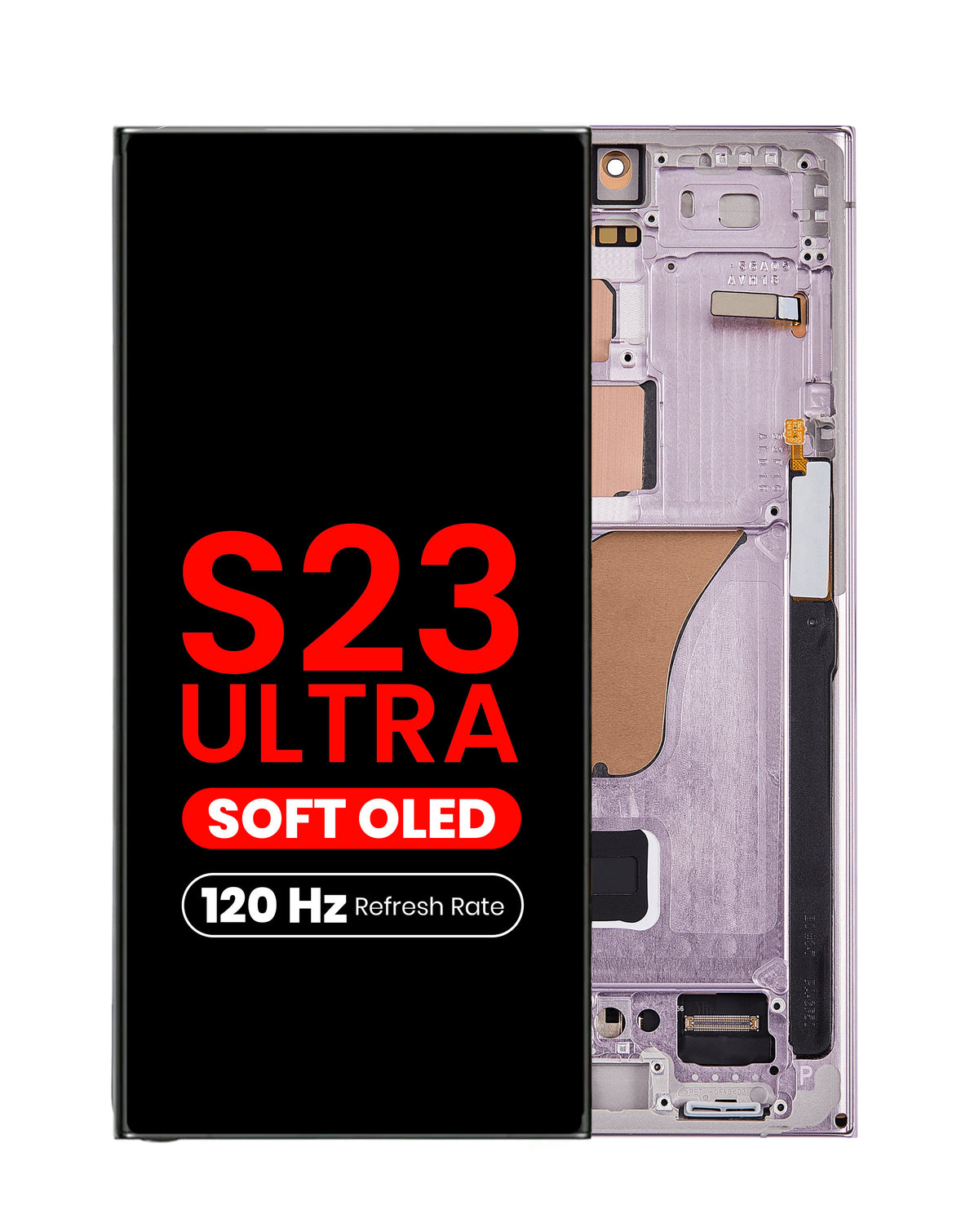OLED Assembly with Frame for Galaxy S23 Ultra (S918) (Lavender) (Aftermarket Pro Soft / 120Hz)