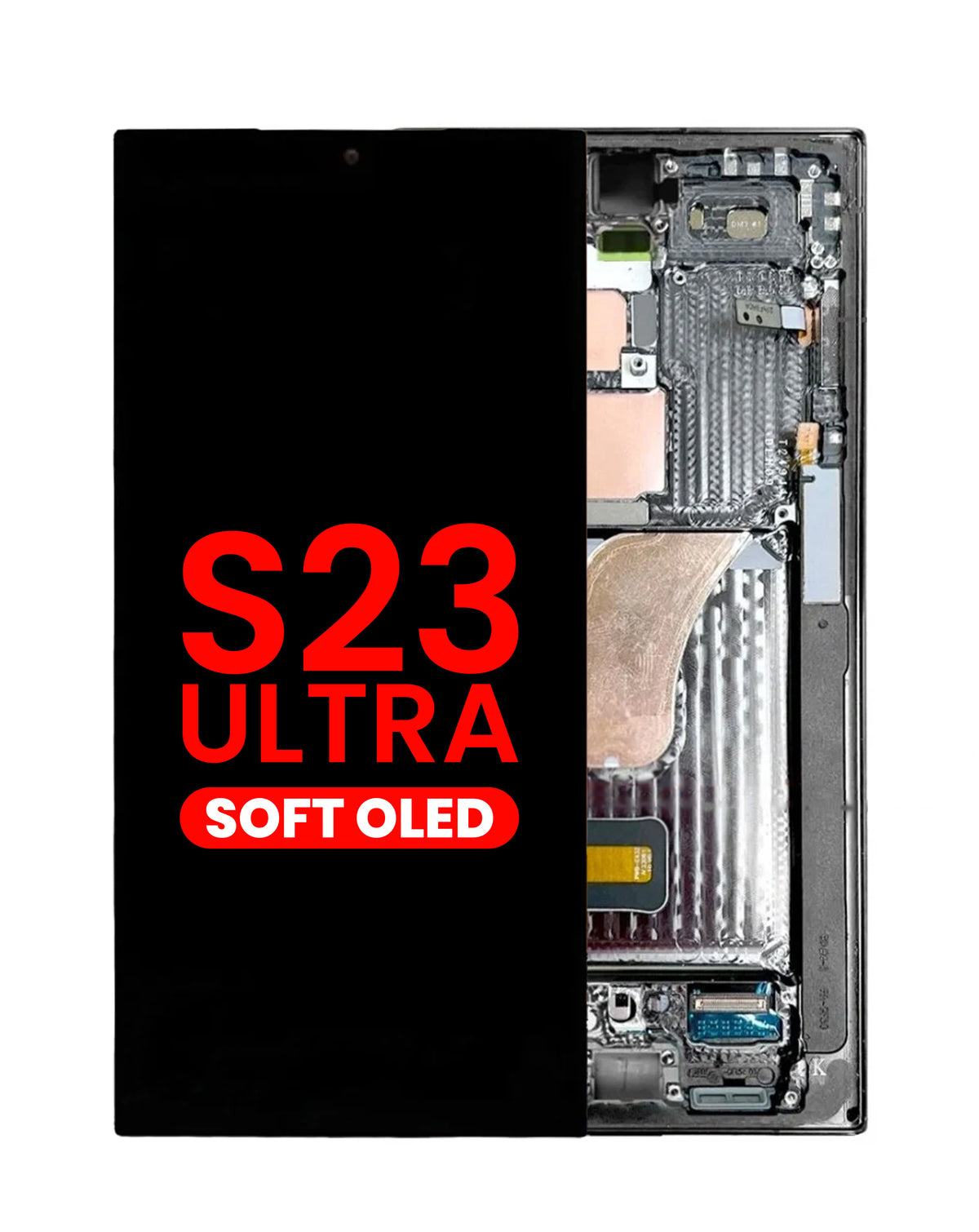 OLED Assembly with Frame for Galaxy S23 Ultra (S918) (Phantom Black) (Aftermarket Plus Soft)