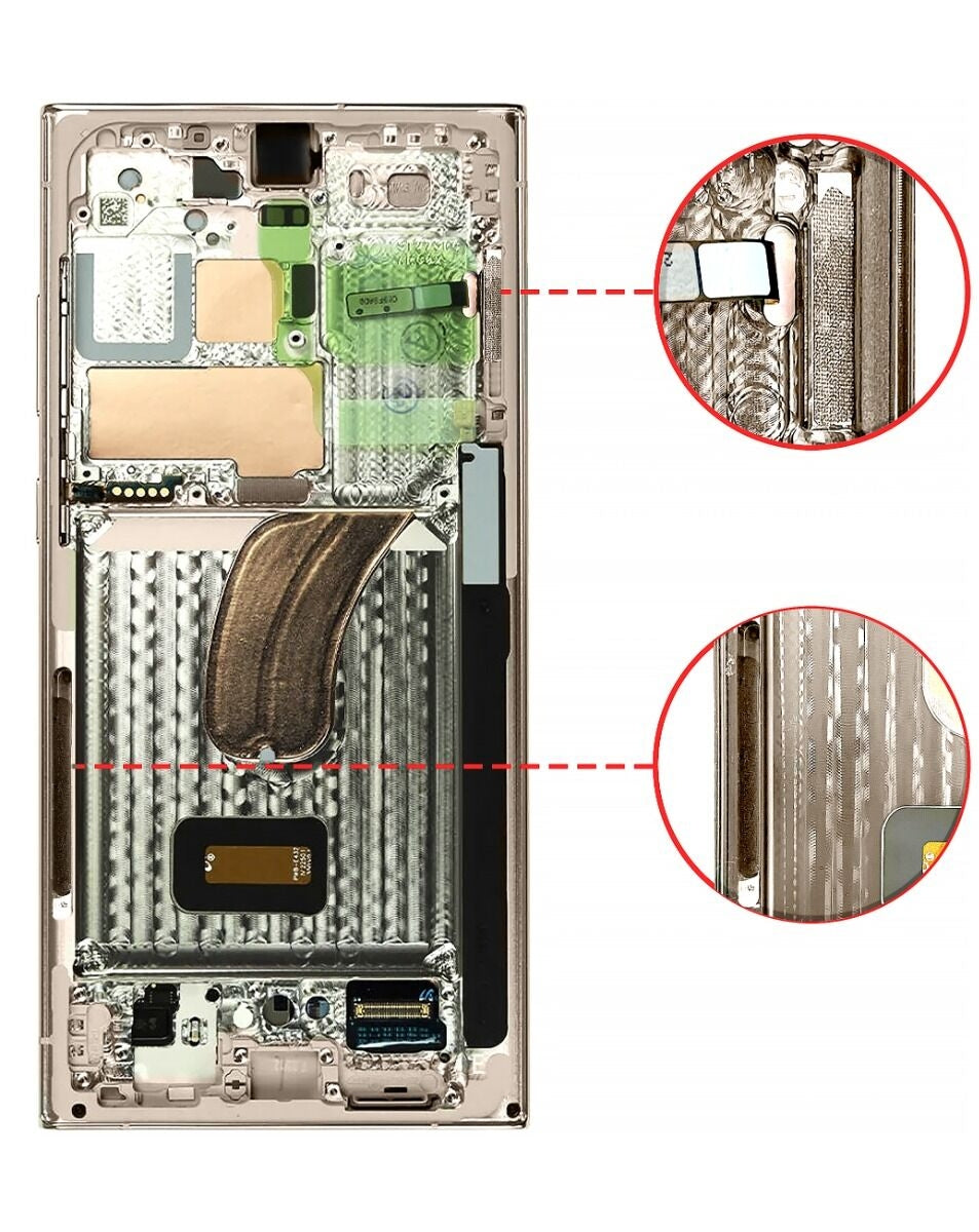 OLED Assembly with Frame for Galaxy S23 Ultra (S918) (Cream) (Aftermarket Plus Soft)