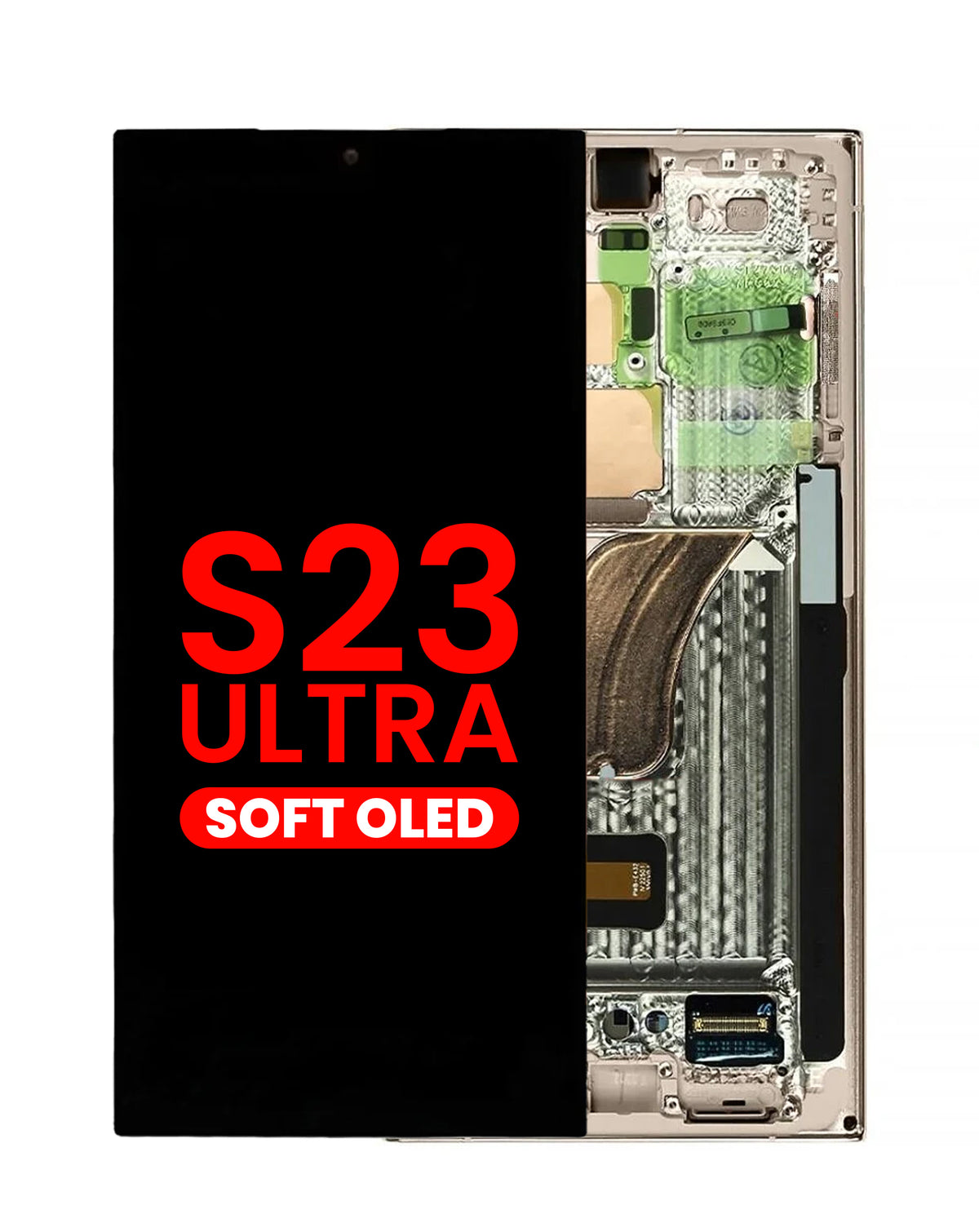 OLED Assembly with Frame for Galaxy S23 Ultra (S918) (Cream) (Aftermarket Plus Soft)