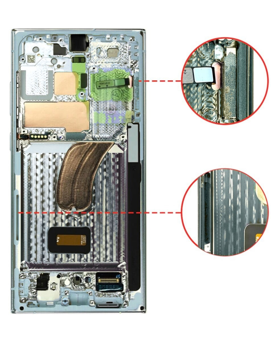 OLED Assembly with Frame for Galaxy S23 Ultra (S918) (Sky Blue) (Aftermarket Plus Soft)