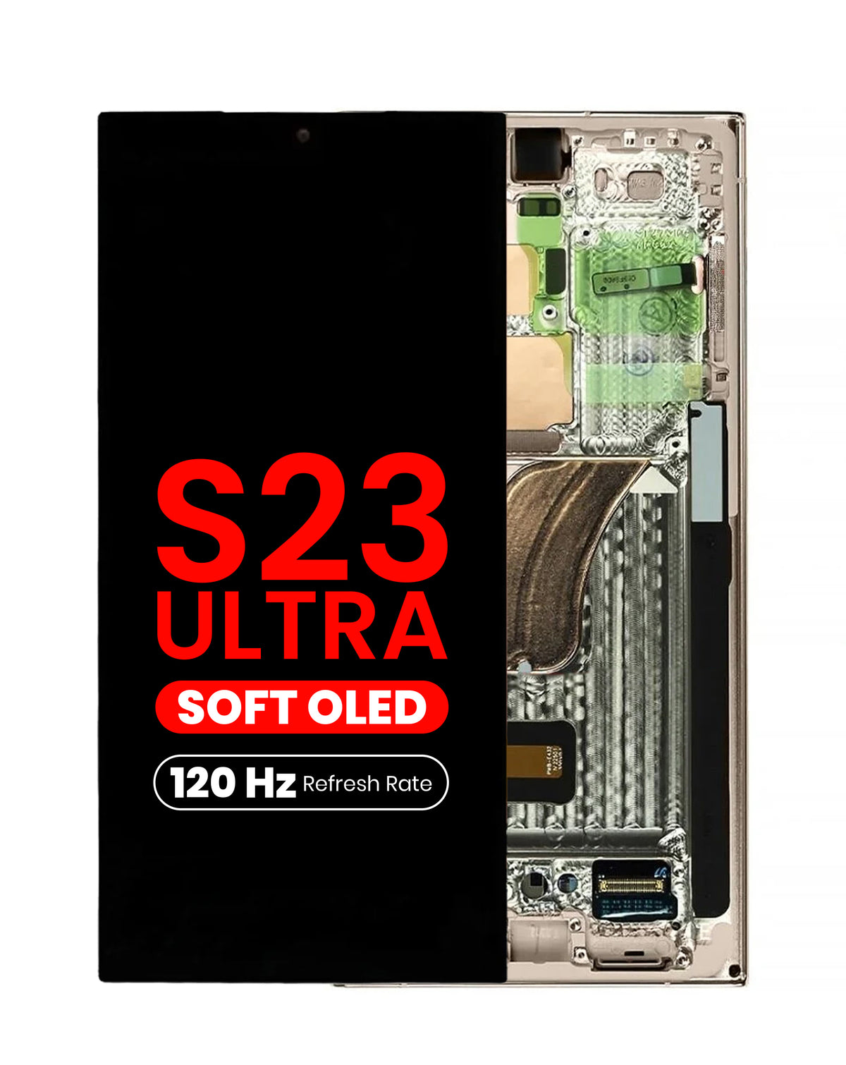 OLED Assembly with Frame for Galaxy S23 Ultra (S918) (Cream) (Aftermarket Plus Soft / 120Hz)