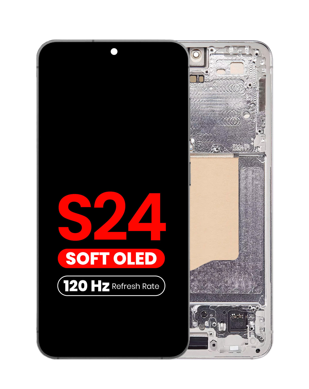 OLED Assembly with Frame for Galaxy S24 (S921) (Marble Gray) (Aftermarket Plus Soft / 120Hz)