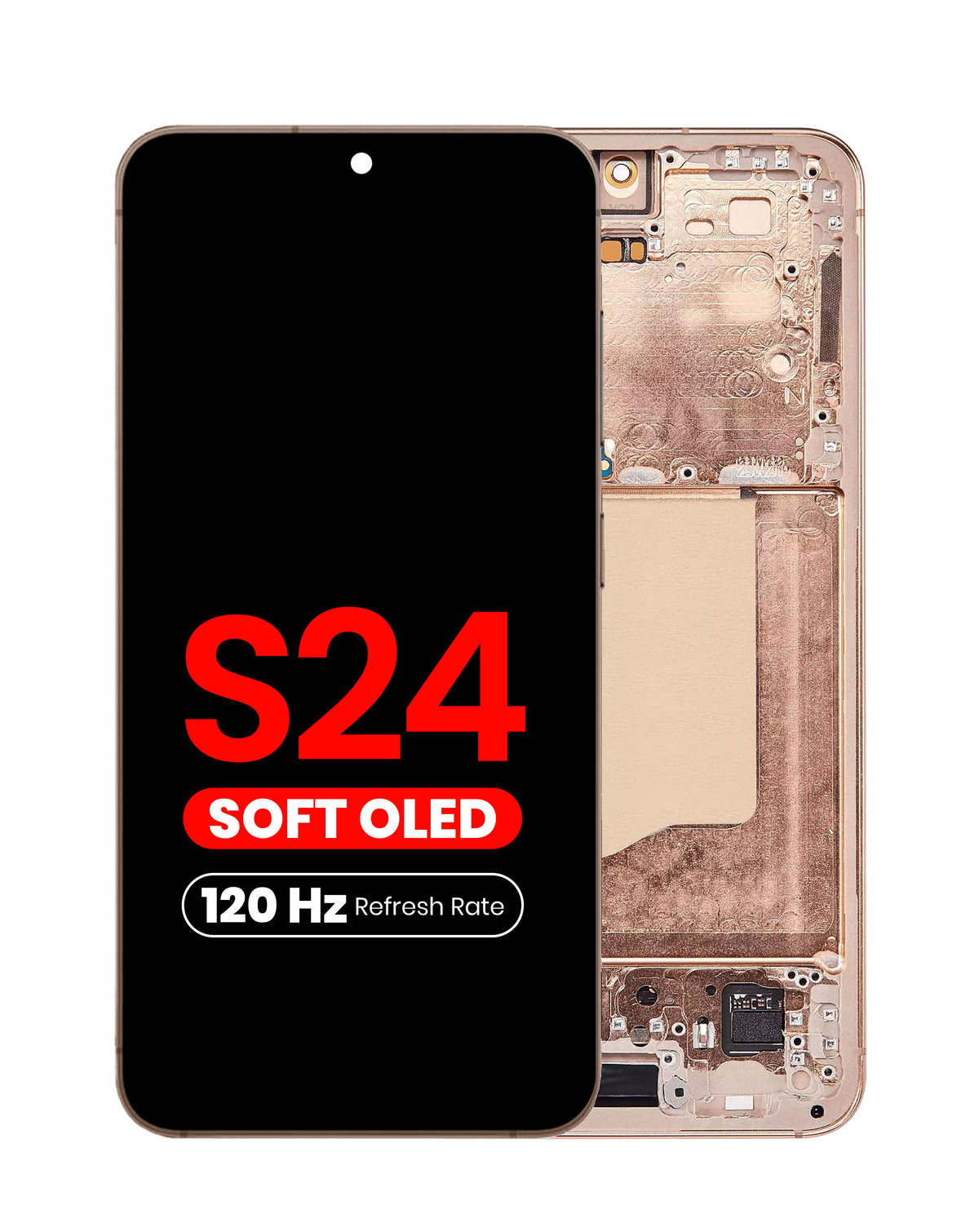 OLED Assembly with Frame for Galaxy S24 (S921) (Sandstone Orange) (Aftermarket Plus Soft / 120Hz)