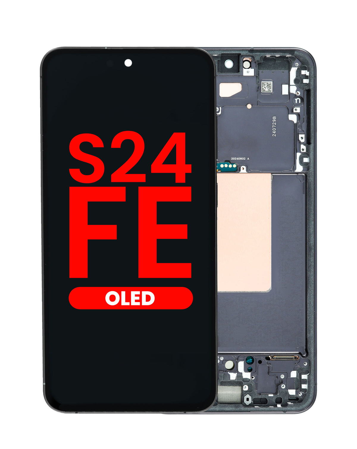 OLED Assembly with Frame for Galaxy S24 FE (S721) (Graphite) (Aftermarket Plus Soft)