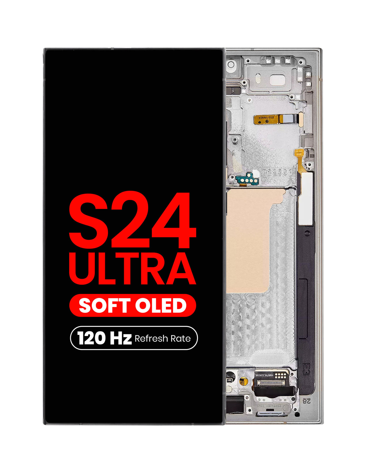 OLED Assembly with Frame for Galaxy S24 Ultra (S928) (Titanium Gray) (Aftermarket Plus Soft / 120Hz)