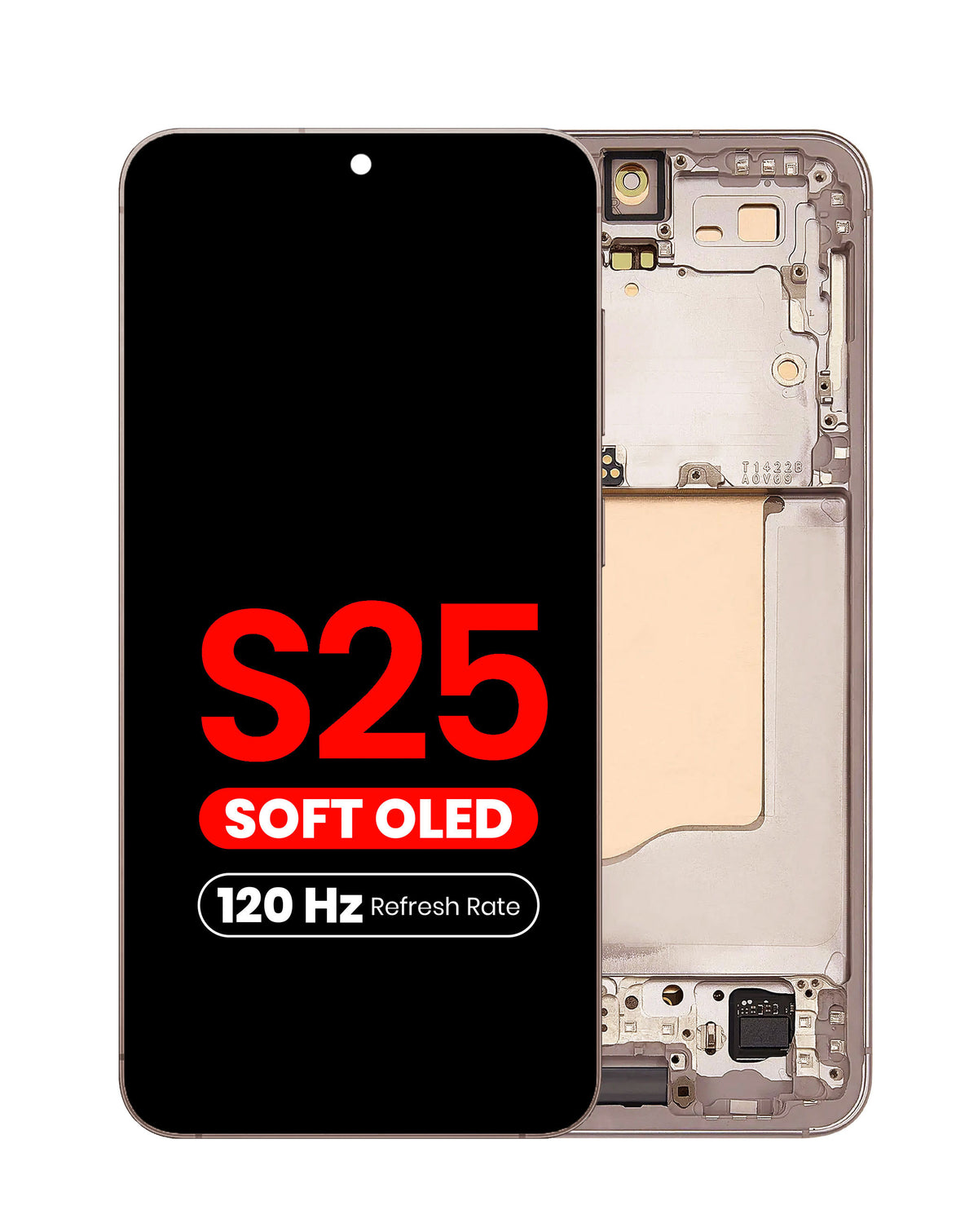 OLED Assembly with Frame for Galaxy S25 (S931) (Pink Gold) (Aftermarket Plus Soft / 120Hz)