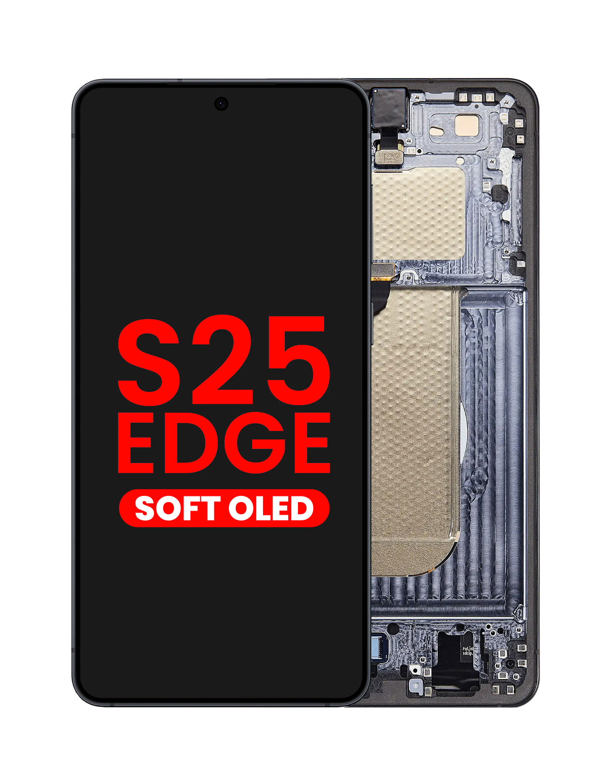 OLED Assembly with Frame for Galaxy S25 Edge (S937) (Titanium Jet Black) (Aftermarket Plus Soft)