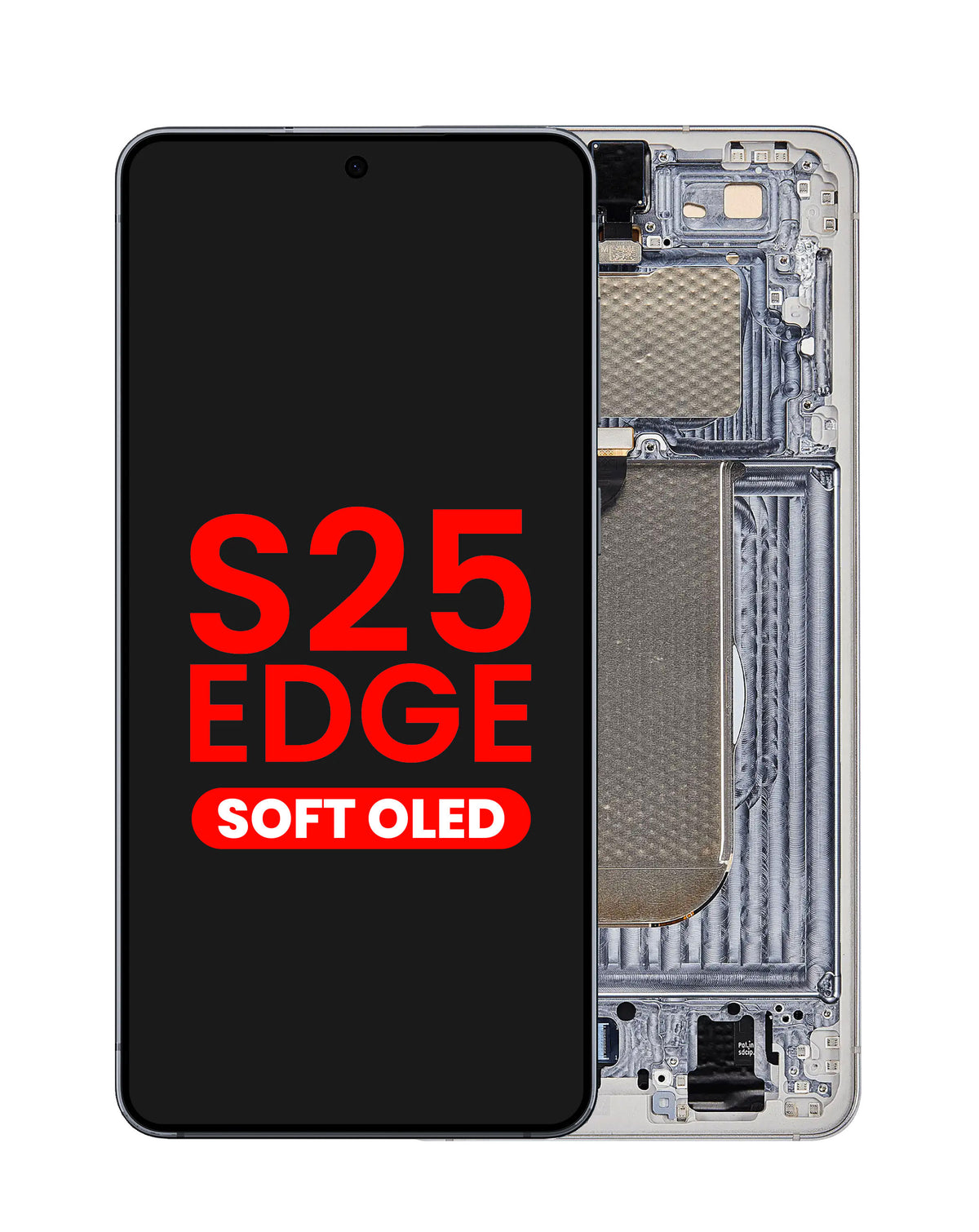 OLED Assembly with Frame for Galaxy S25 Edge (S937) (Titanium Silver) (Aftermarket Plus Soft)