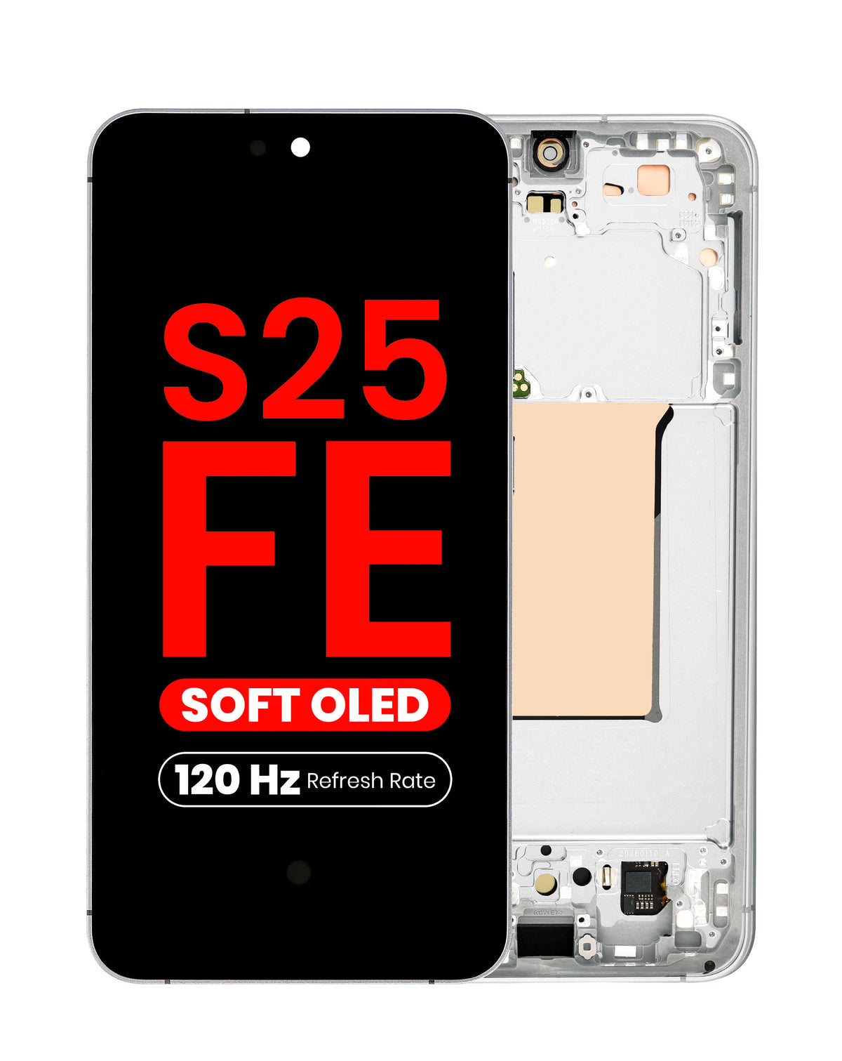 OLED Assembly with Frame for Galaxy S25 FE (S731) (White) (Aftermarket Plus Soft / 120Hz)
