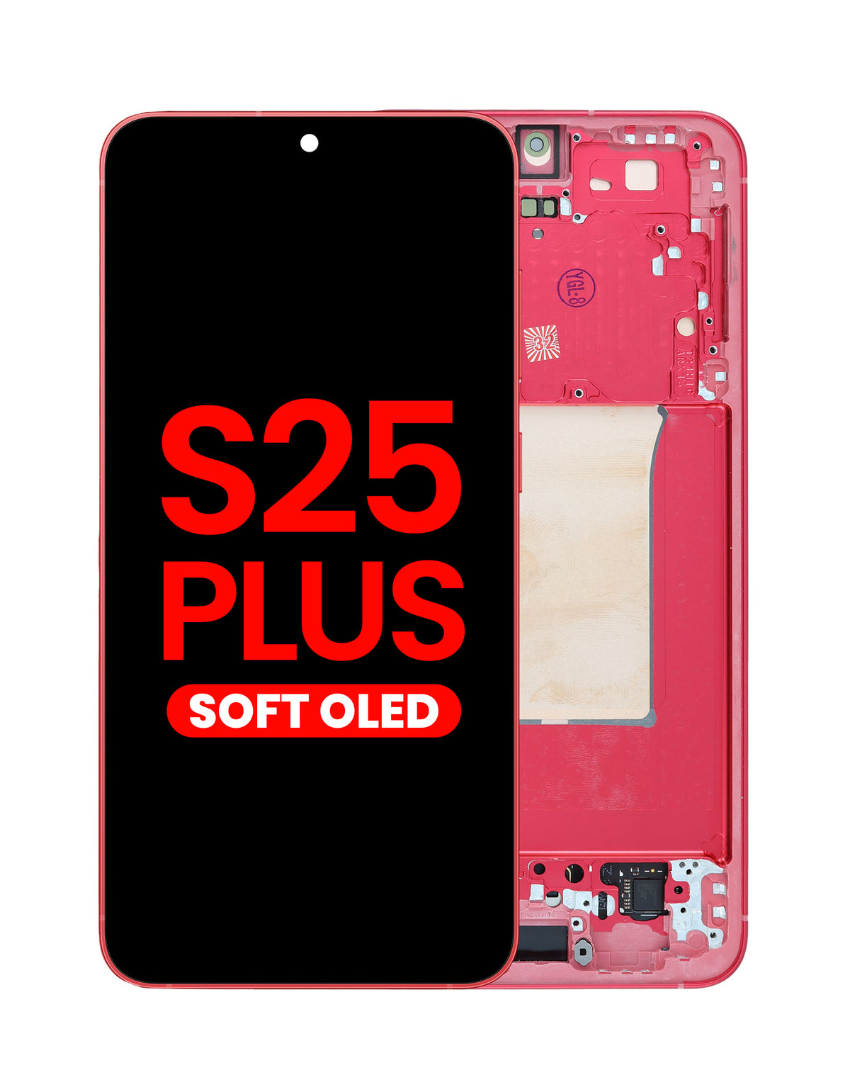 OLED Assembly with Frame for Galaxy S25 Plus (S936) (Coral Red) (Aftermarket Plus Soft)