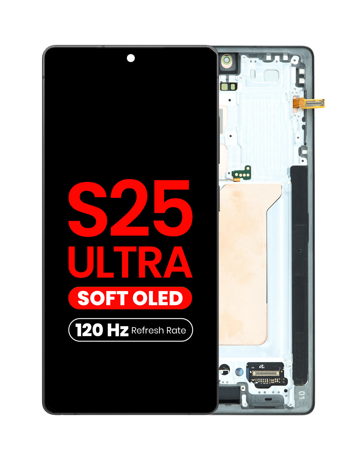 OLED Assembly with Frame for Galaxy S25 Ultra (S938) (Titanium Black) (Aftermarket Plus Soft / 120Hz)