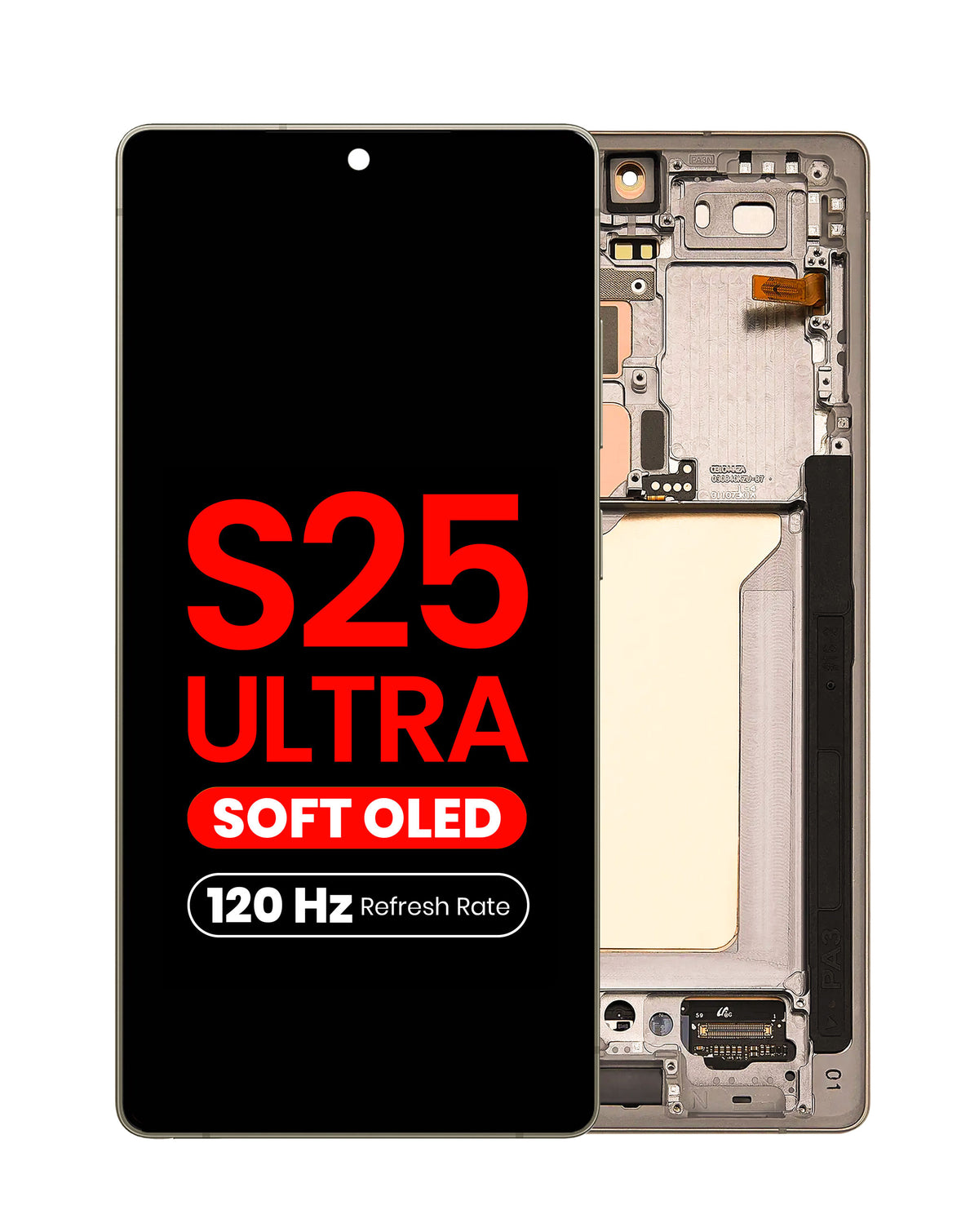 OLED Assembly with Frame for Galaxy S25 Ultra (S938) (Titanium Pink Gold) (Aftermarket Plus Soft / 120Hz)