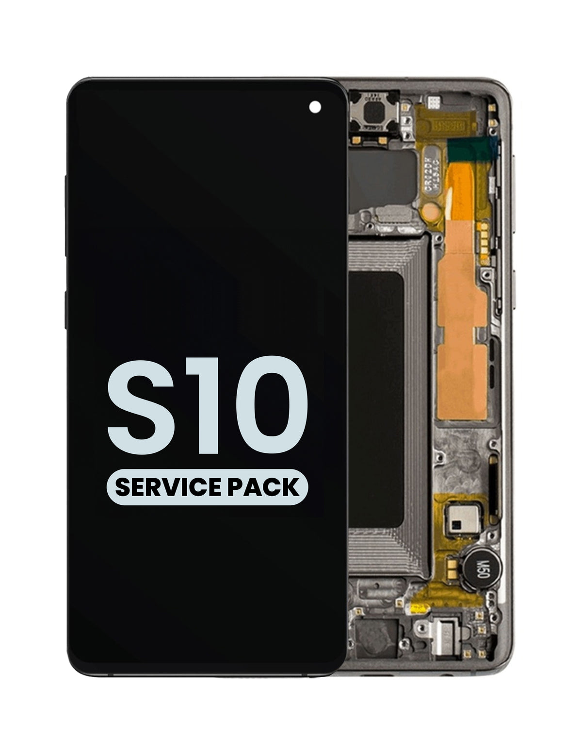 OLED Assembly with Frame for Galaxy S10 (G973) (PRISM BLACK) (Service Pack)