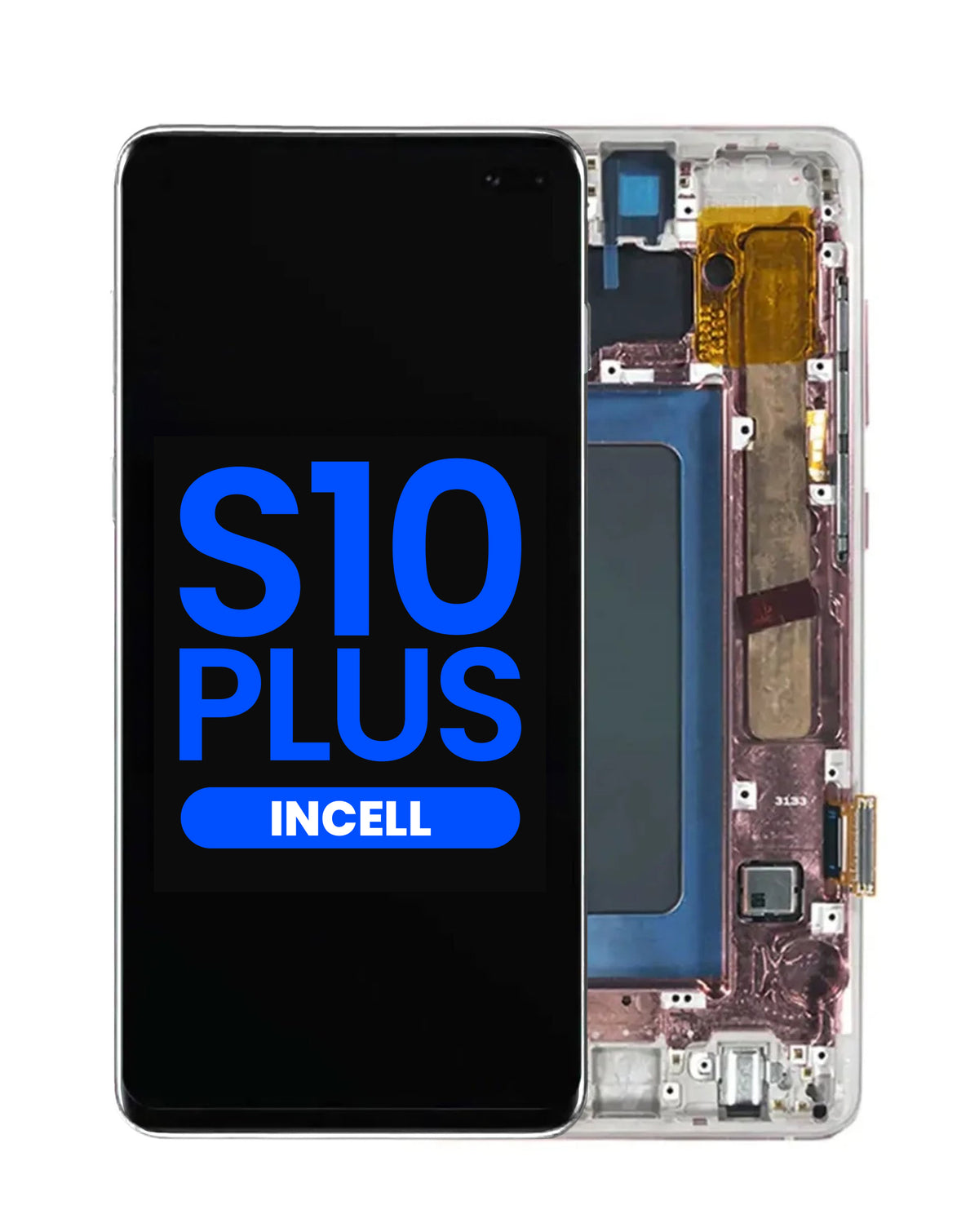 LCD Assembly with Frame for Galaxy S10 Plus (G975) (without Fingerprint Sensor) (PRISM WHITE) (Aftermarket Incell)