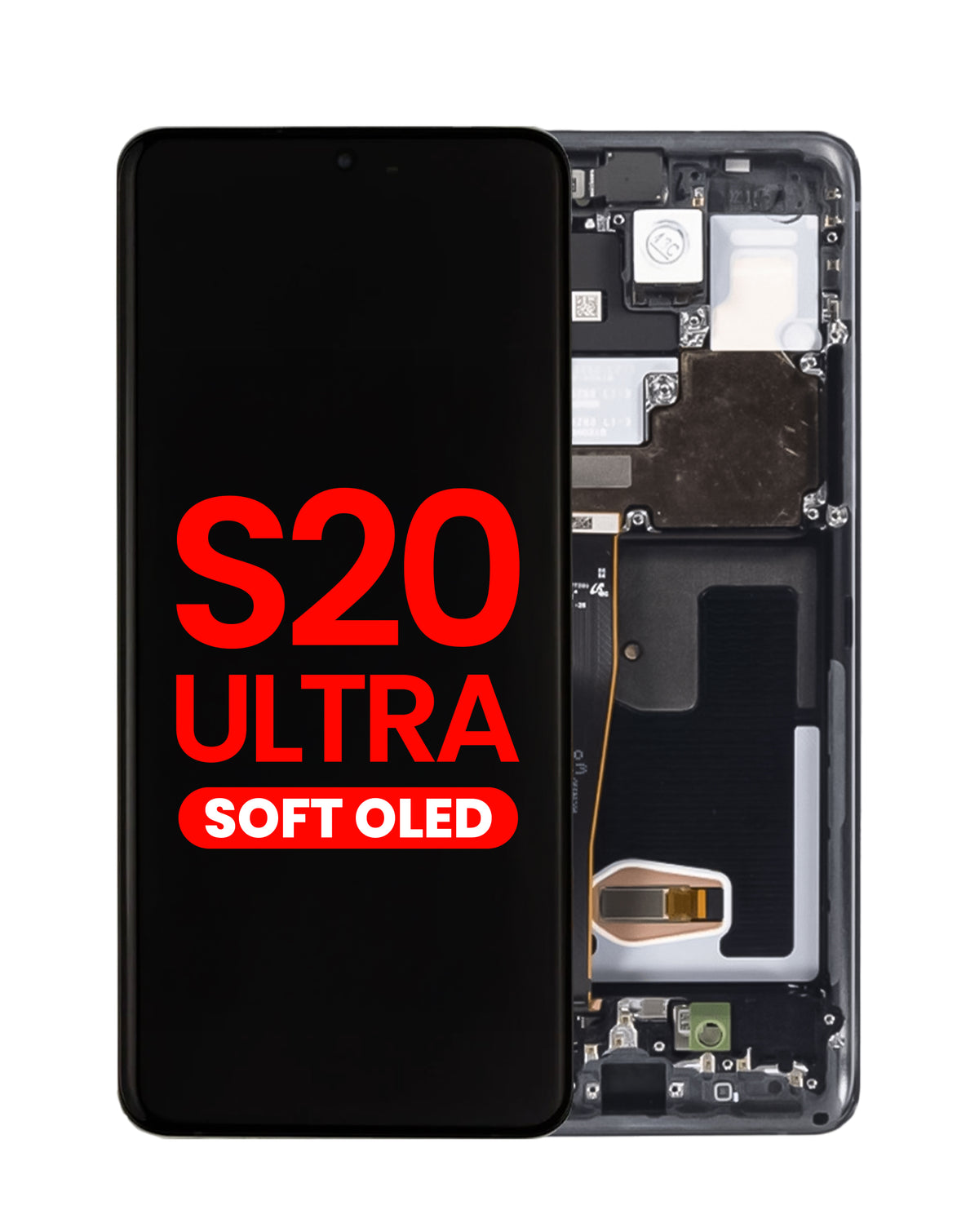 OLED Assembly with Frame for Galaxy S20 Ultra (G988) (Cosmic Black) (Aftermarket Plus Soft)