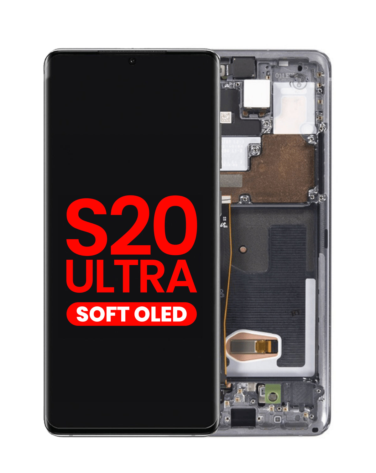 OLED Assembly with Frame for Galaxy S20 Ultra (G988) (Cosmic Gray) (Aftermarket Plus Soft)