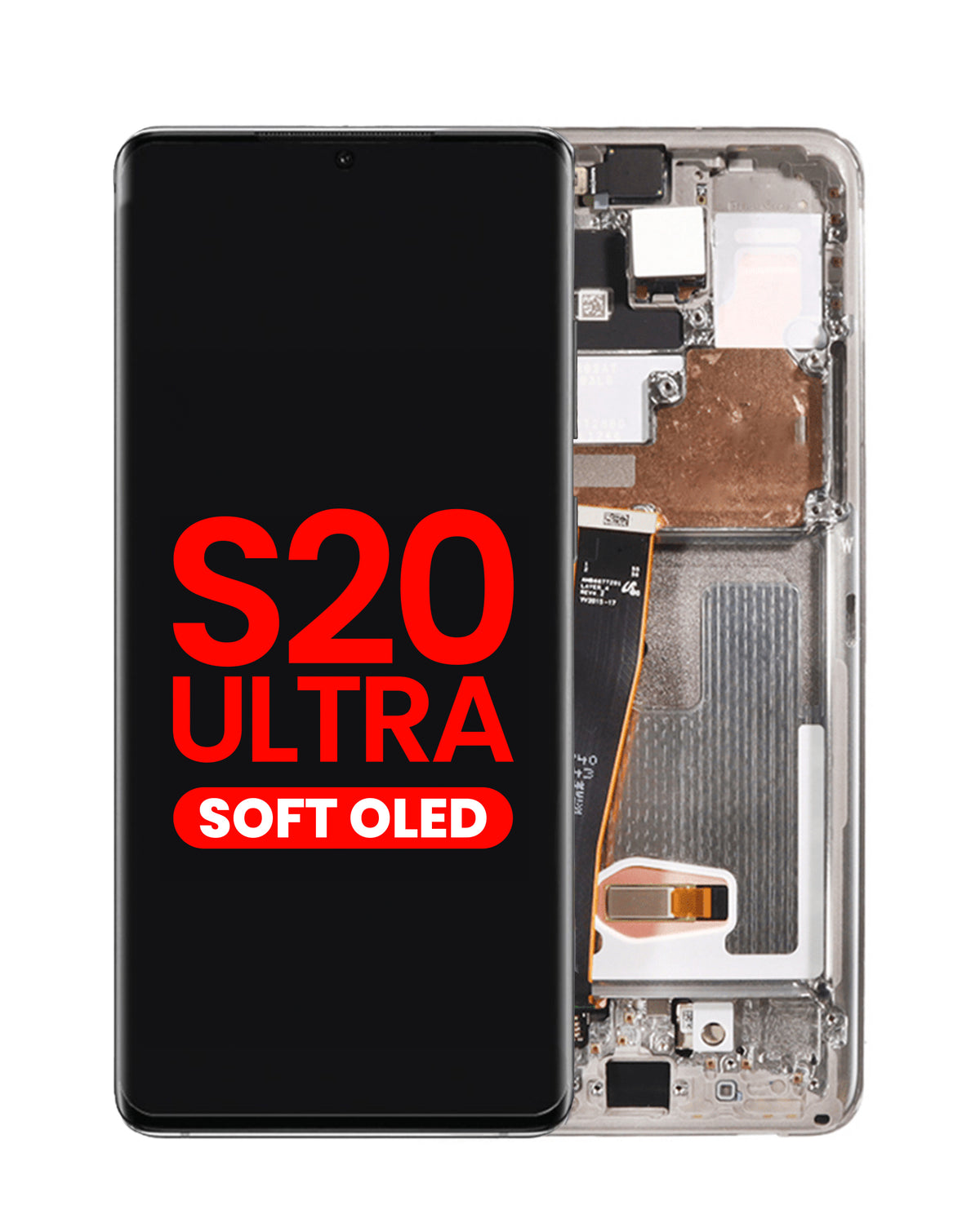 OLED Assembly with Frame for Galaxy S20 Ultra (G988) (Cloud White) (Aftermarket Plus Soft)