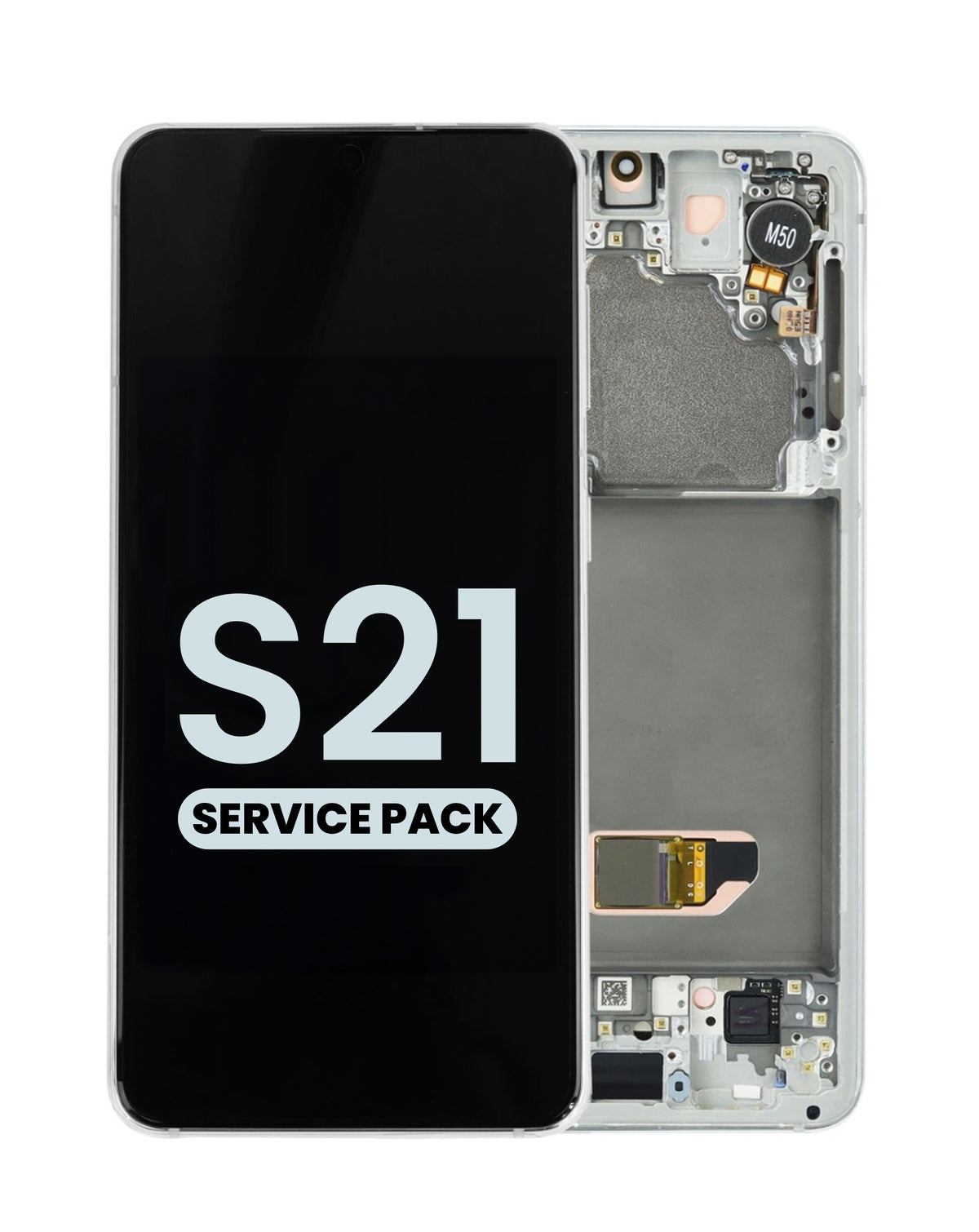 OLED Assembly with Frame for Galaxy S21 (G991) (Phantom White) (Service Pack)