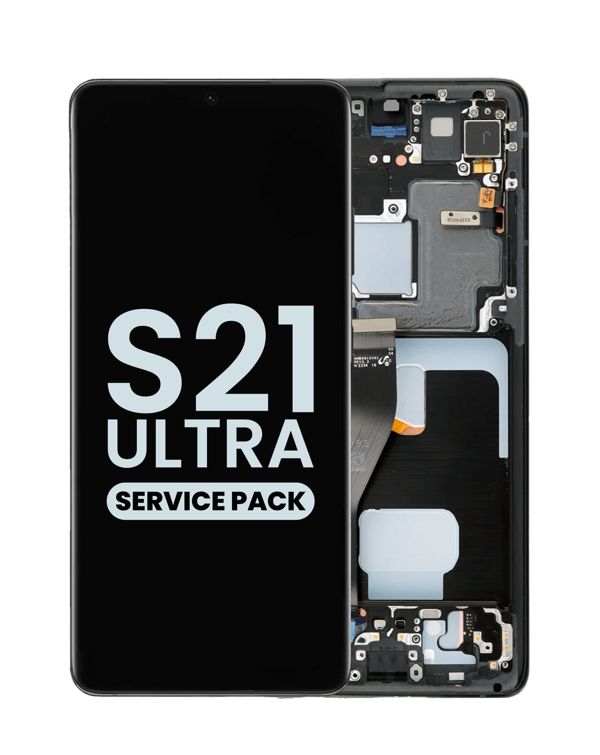 OLED Assembly with Frame for Galaxy S21 Ultra (G998) (Phantom Black) (Service Pack)