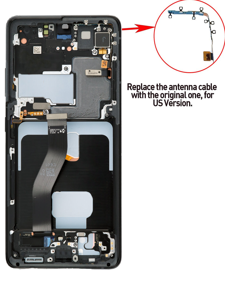 OLED Assembly with Frame for Galaxy S21 Ultra (G998) (Phantom Black) (Service Pack)