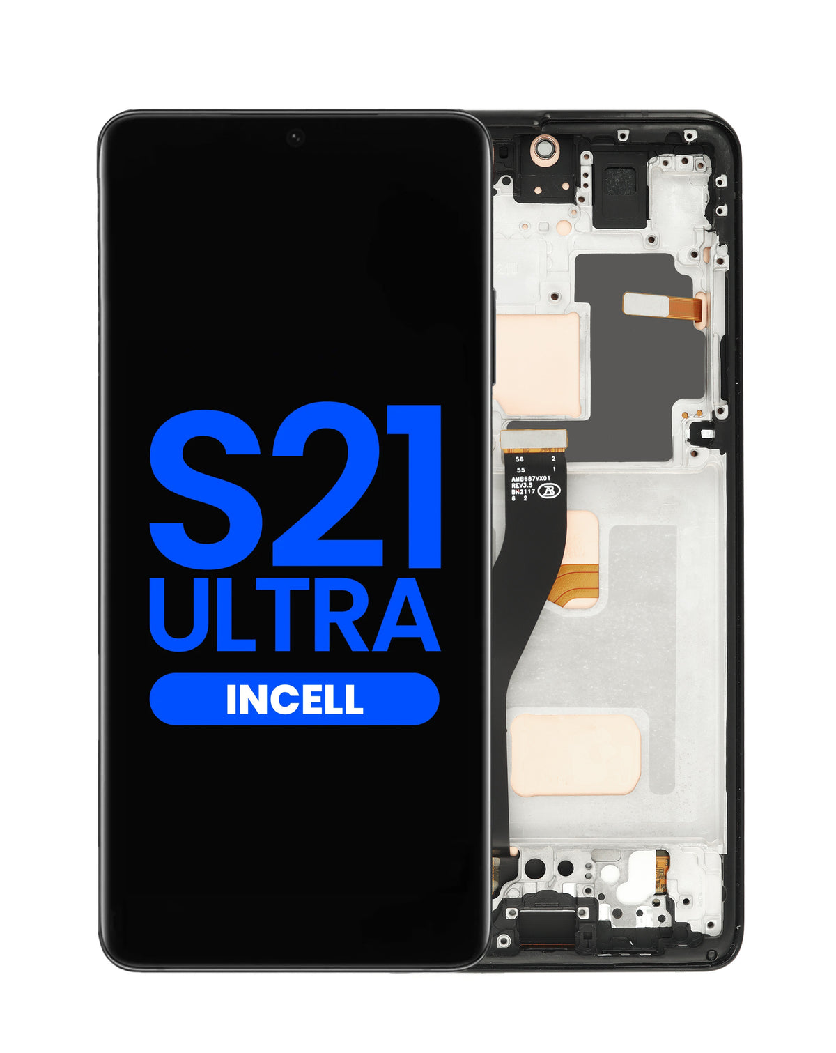 LCD Assembly with Frame for Galaxy S21 Ultra (G998) (Phantom Black) (Aftermarket Incell)
